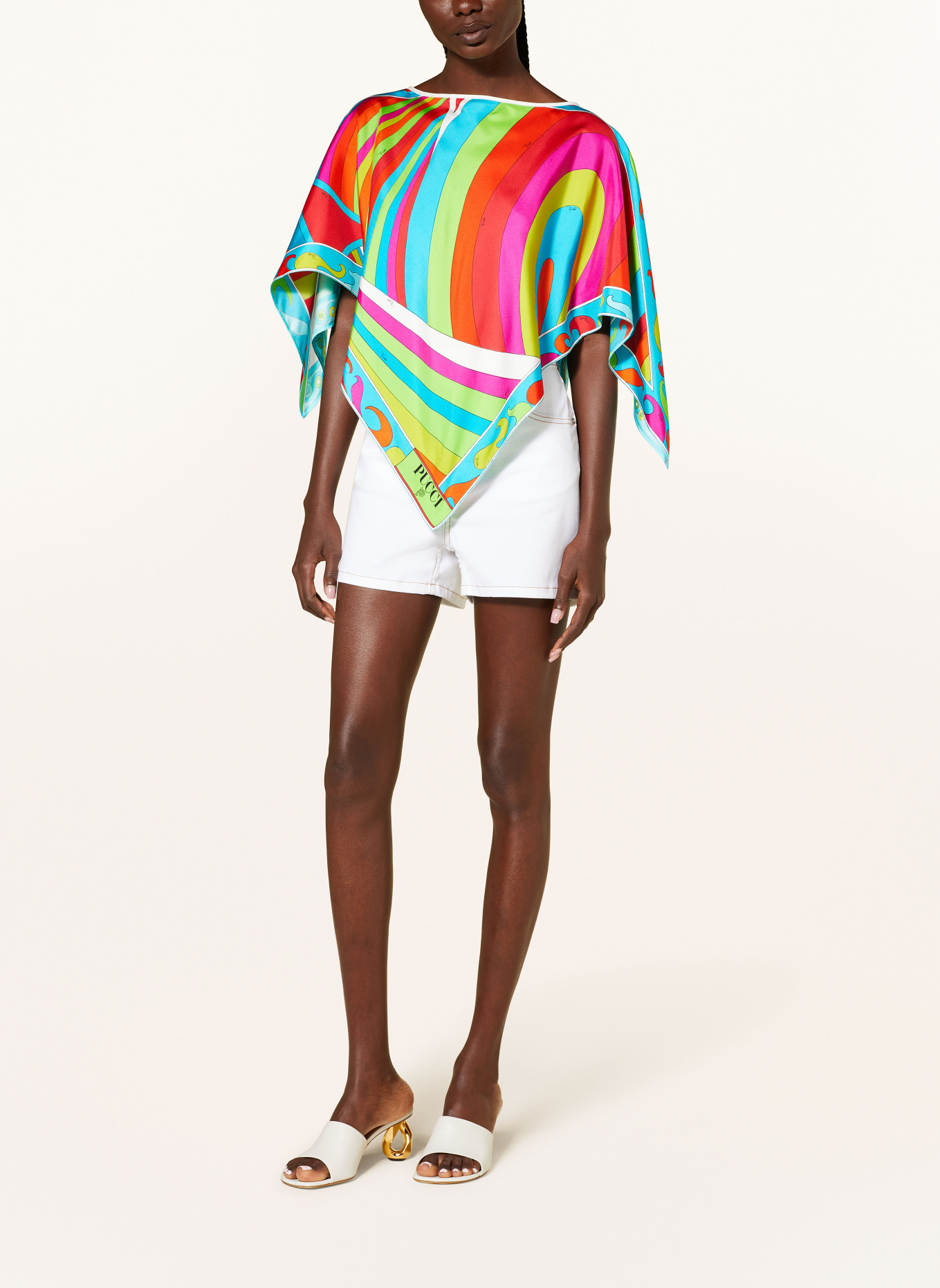 PUCCI Silk poncho, Color: TURQUOISE/ RED/ FUCHSIA (Image 2)