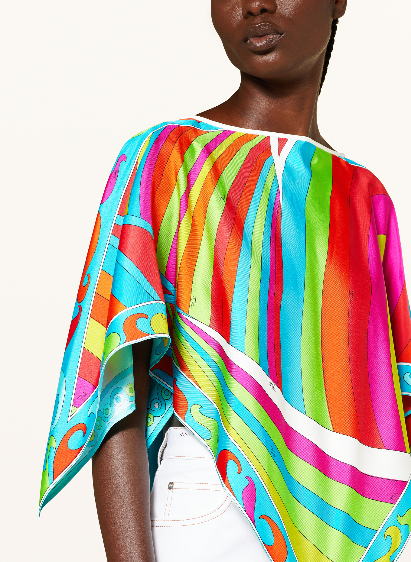 PUCCI Silk poncho, Color: TURQUOISE/ RED/ FUCHSIA (Image 4)