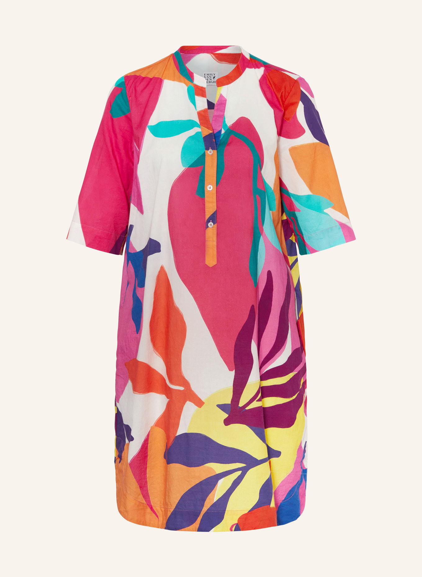 Emily VAN DEN BERGH Kleid mit 3/4-Arm, Farbe: PINK/ WEISS/ GELB (Bild 1)