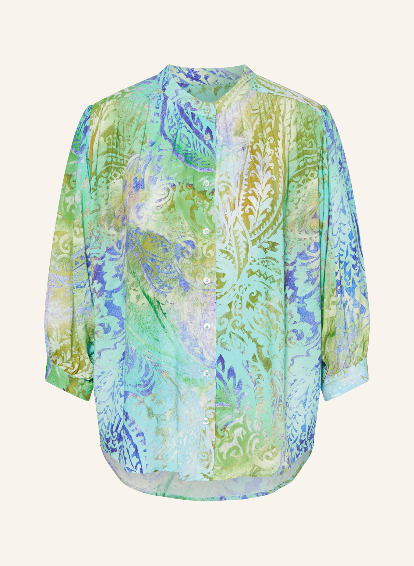 Emily VAN DEN BERGH Blouse with 3/4 sleeves, Color: LIGHT GREEN/ GREEN/ PURPLE (Image 1)