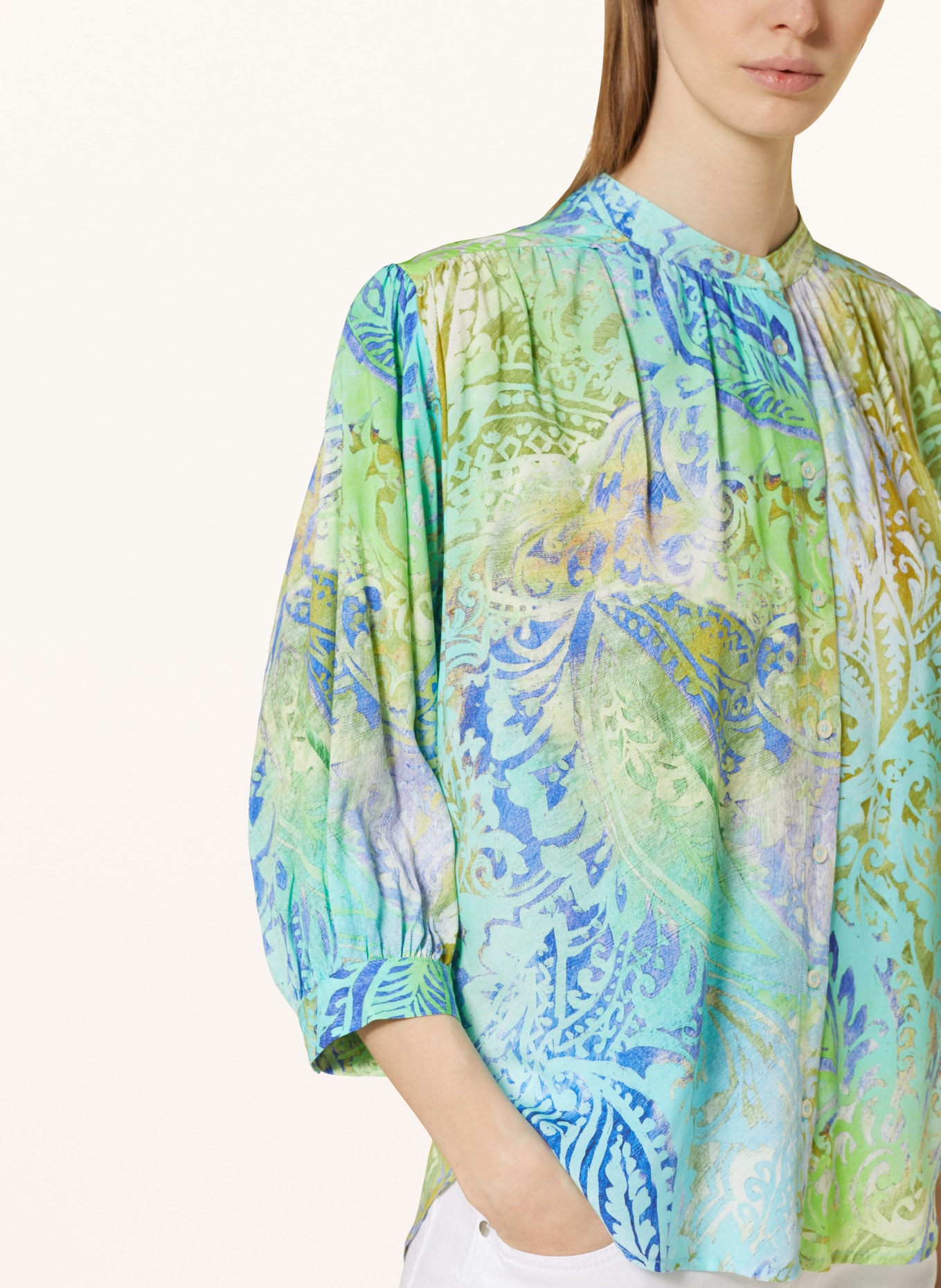 Emily VAN DEN BERGH Blouse with 3/4 sleeves, Color: LIGHT GREEN/ GREEN/ PURPLE (Image 4)