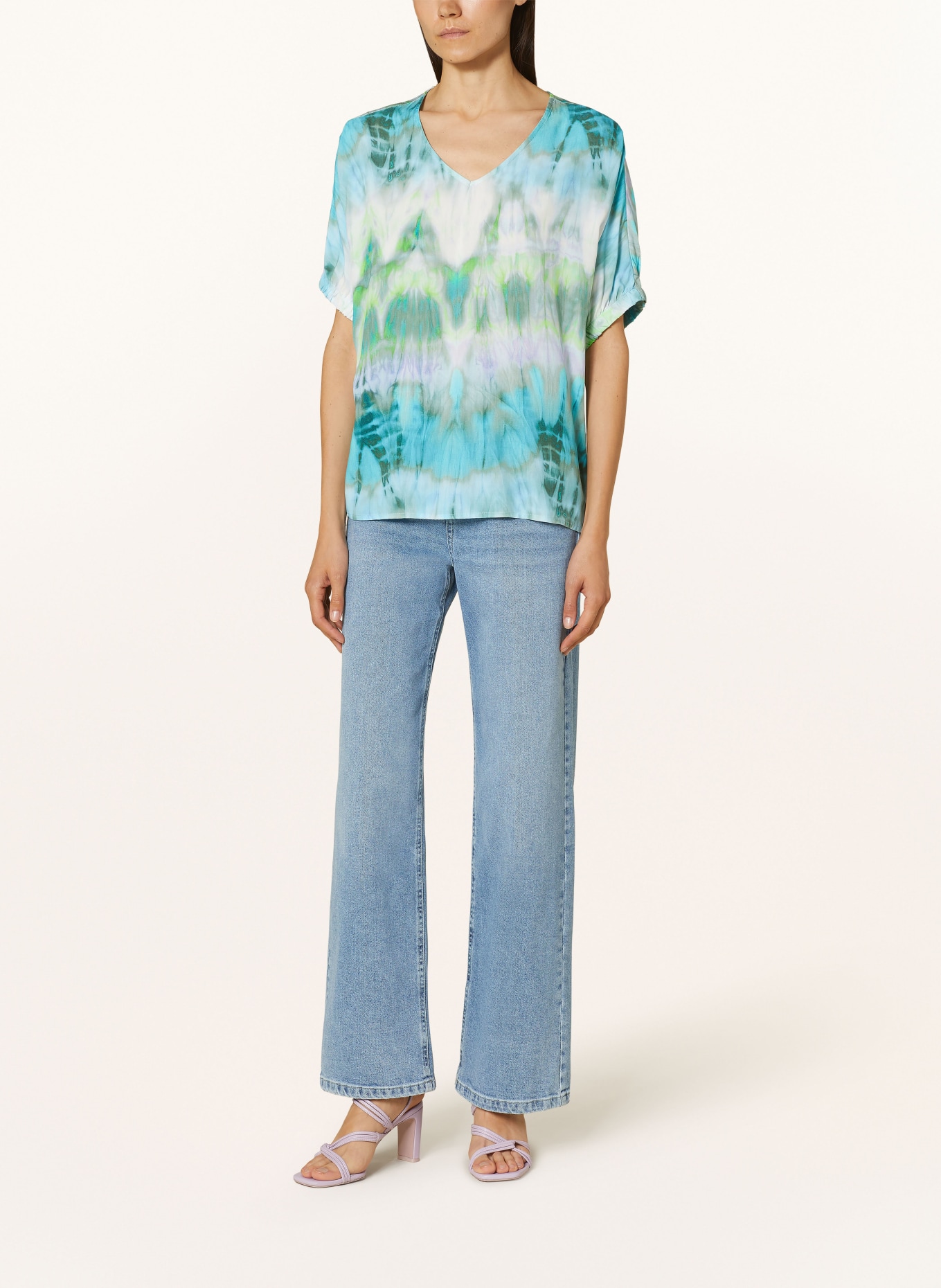 Emily VAN DEN BERGH Shirt blouse, Color: TURQUOISE/ LIGHT GREEN/ WHITE (Image 2)