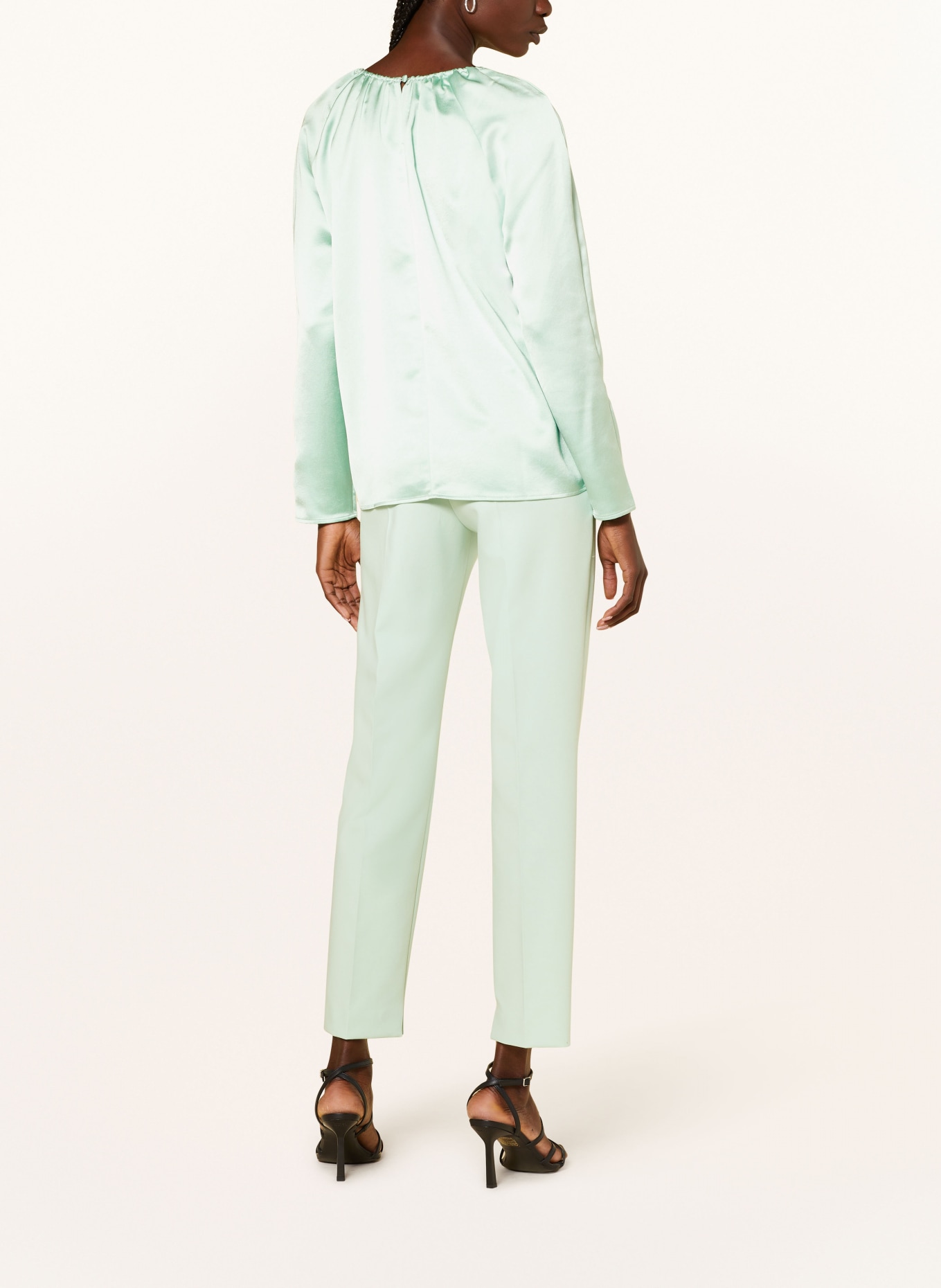 HUGO Shirt blouse CACELIA in satin with cut-outs, Color: MINT (Image 3)