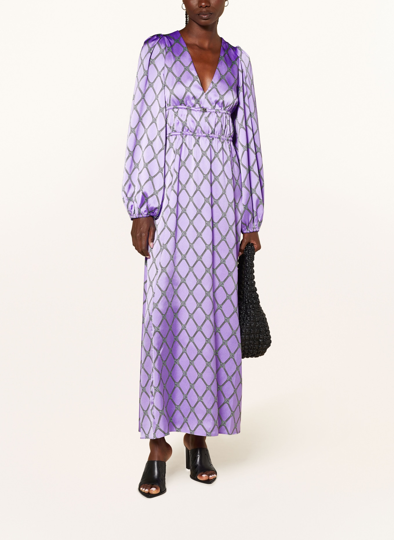 HUGO Satin dress KASUELA, Color: PURPLE/ MINT (Image 2)