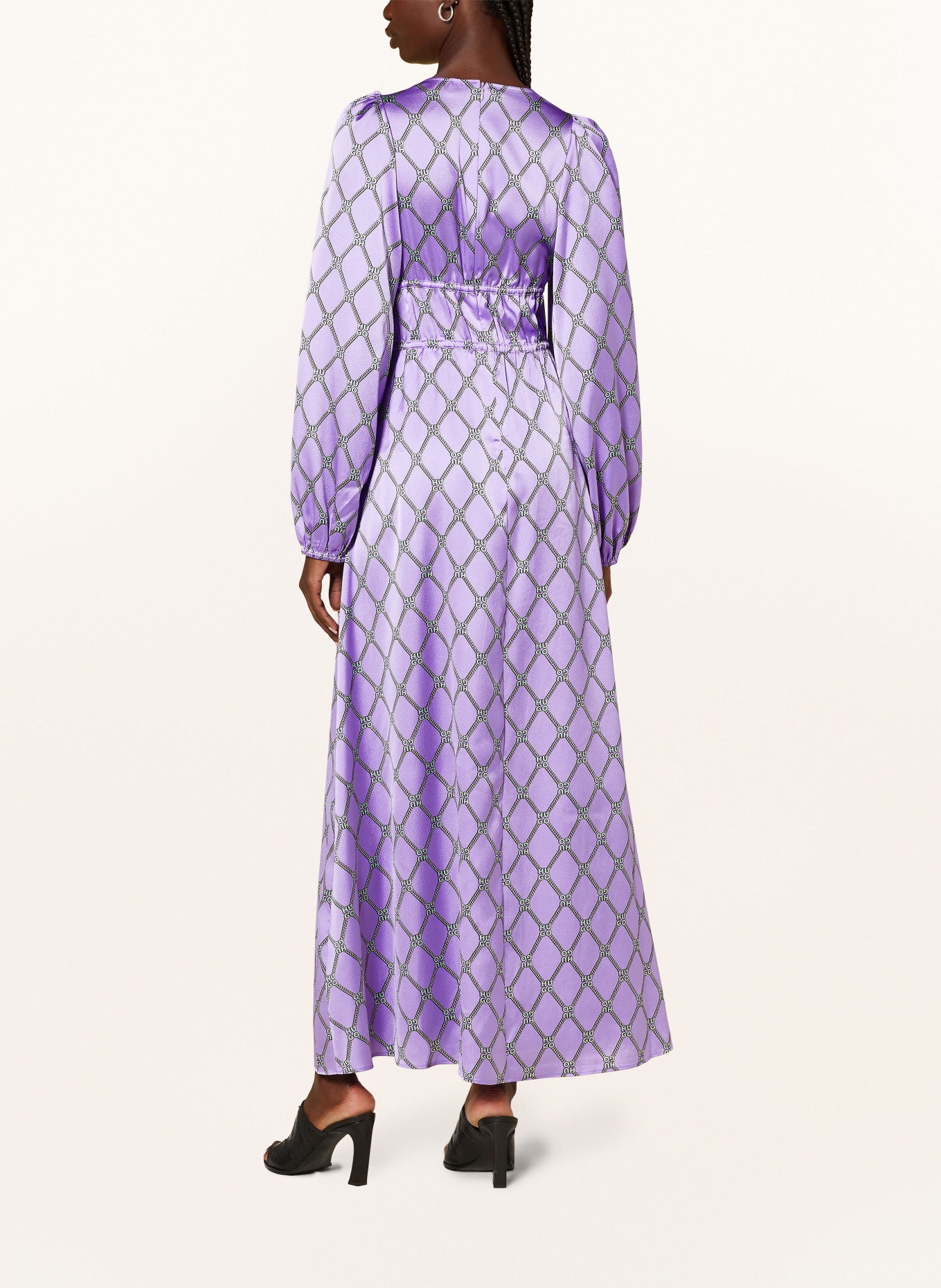 HUGO Satin dress KASUELA, Color: PURPLE/ MINT (Image 3)