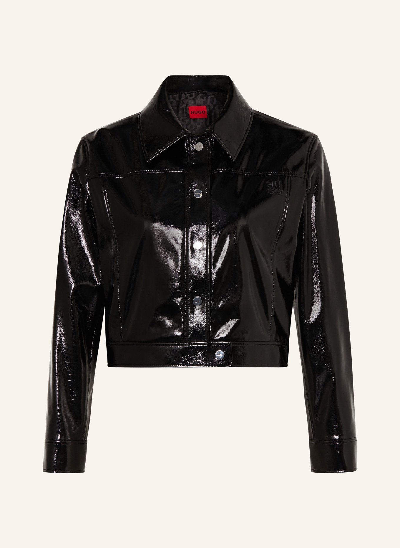 HUGO Cropped jacket AIOTA in leather look, Color: BLACK (Image 1)