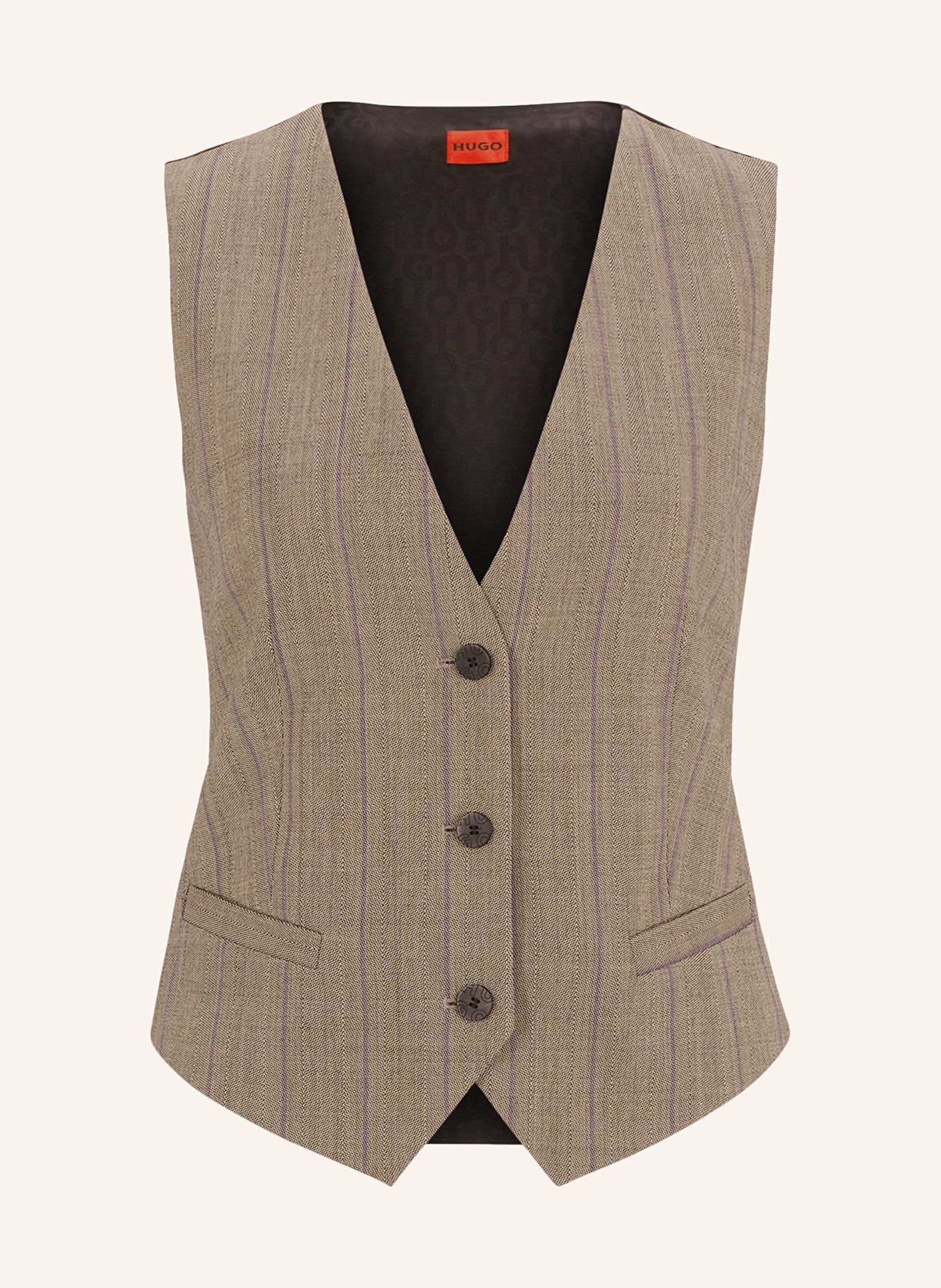 HUGO Blazer vest AUMARA, Color: DARK BROWN/ PURPLE (Image 1)