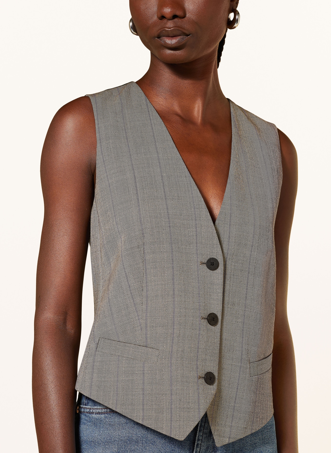 HUGO Blazer vest AUMARA, Color: DARK BROWN/ PURPLE (Image 4)