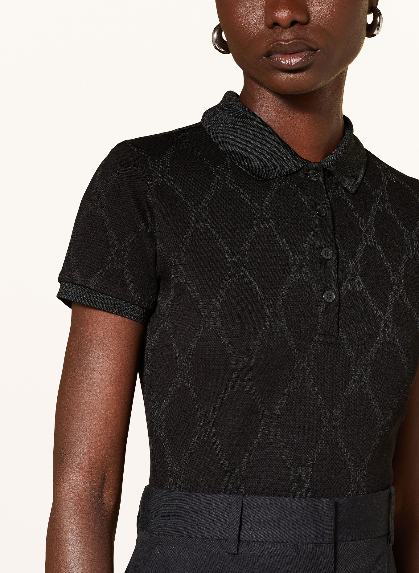 HUGO Cropped polo shirt DELGUIDE, Color: BLACK (Image 4)