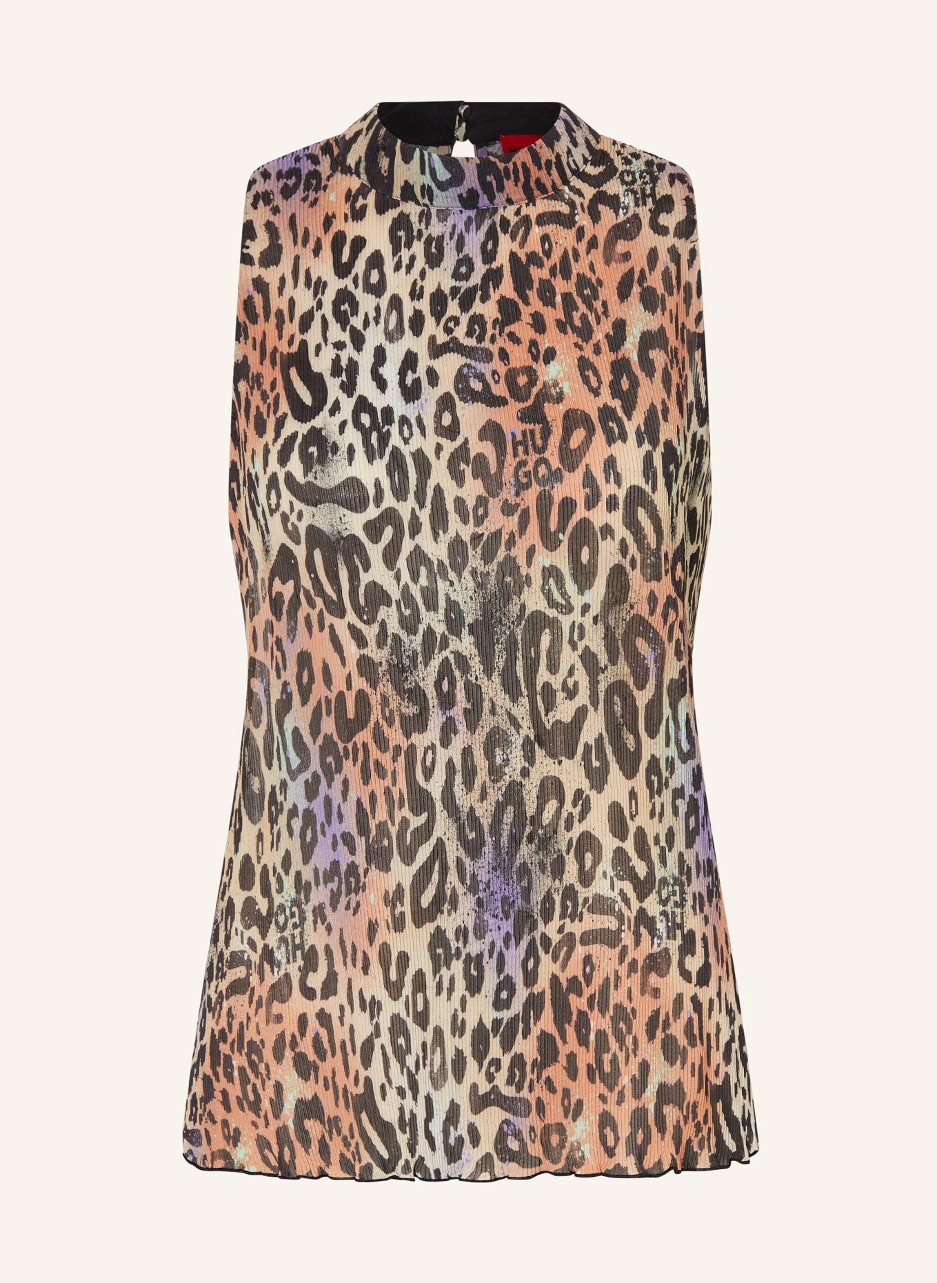 HUGO Blouse top CACENA with pleats, Color: BLACK/ LIGHT BROWN/ LIGHT PURPLE (Image 1)