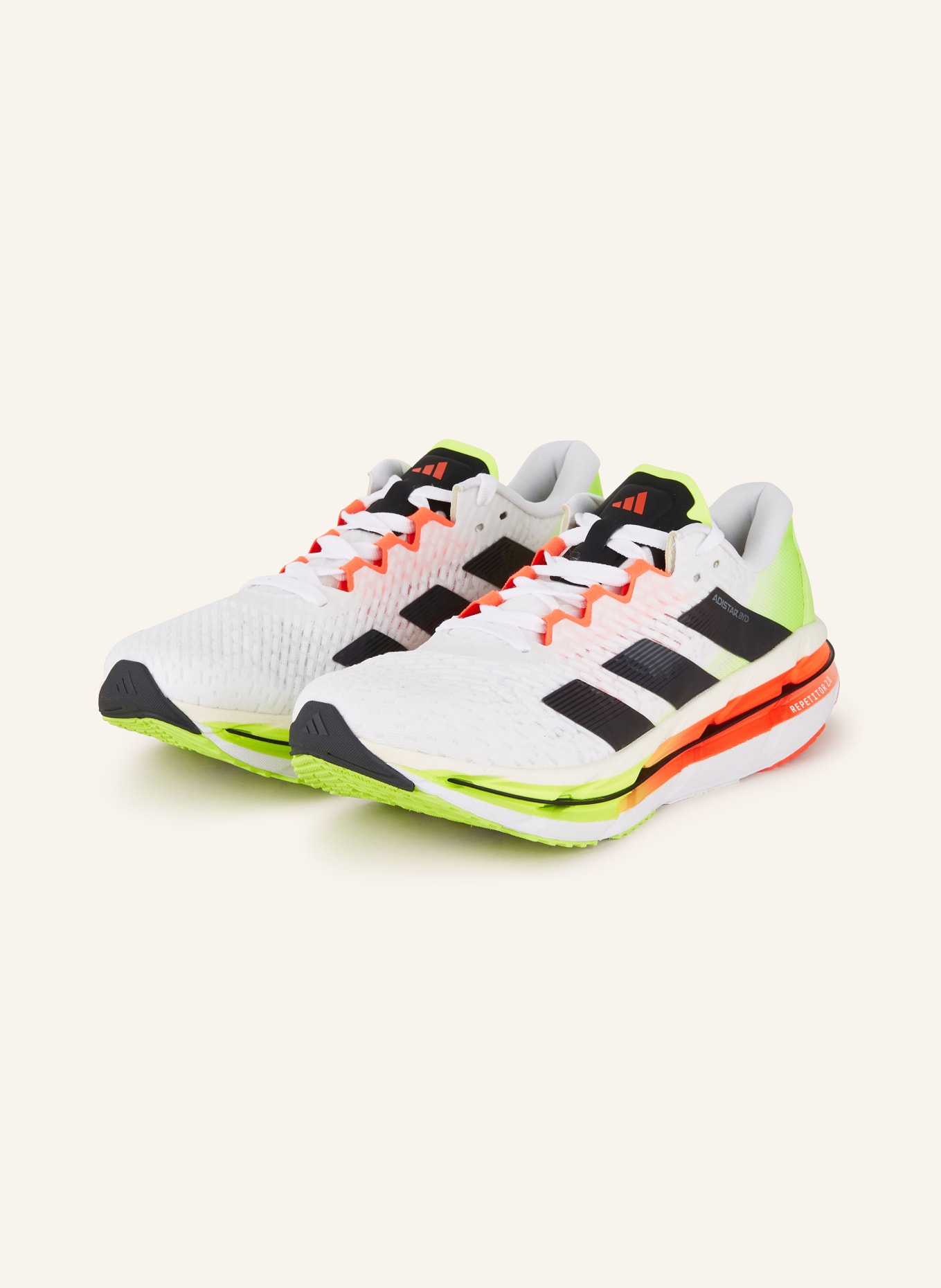 adidas Laufschuhe ADISTAR BYD, Farbe: WEISS/ NEONGRÜN/ NEONROT (Bild 1)