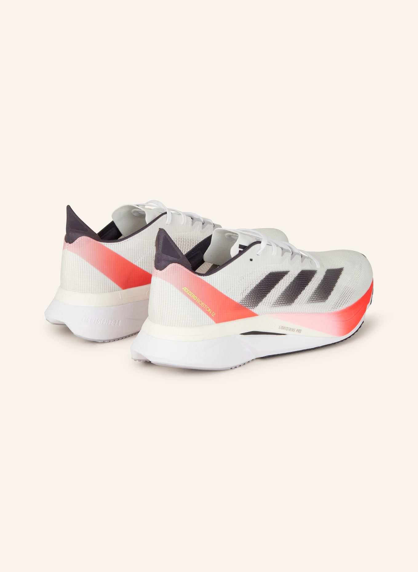 adidas Running shoes ADIZERO BOSTON 12, Color: WHITE/ NEON RED/ BLACK (Image 2)