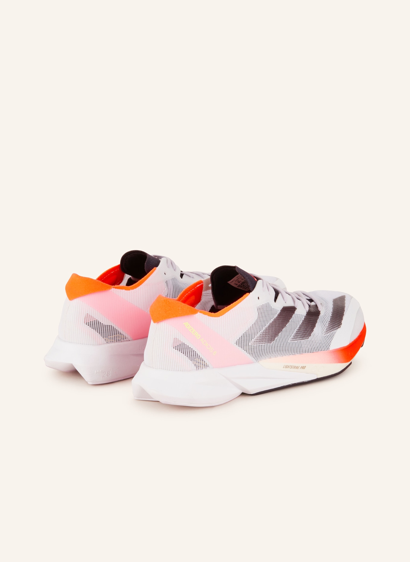 adidas Running shoes ADIZERO ADIOS 8, Color: WHITE/ NEON ORANGE/ NEON RED (Image 2)