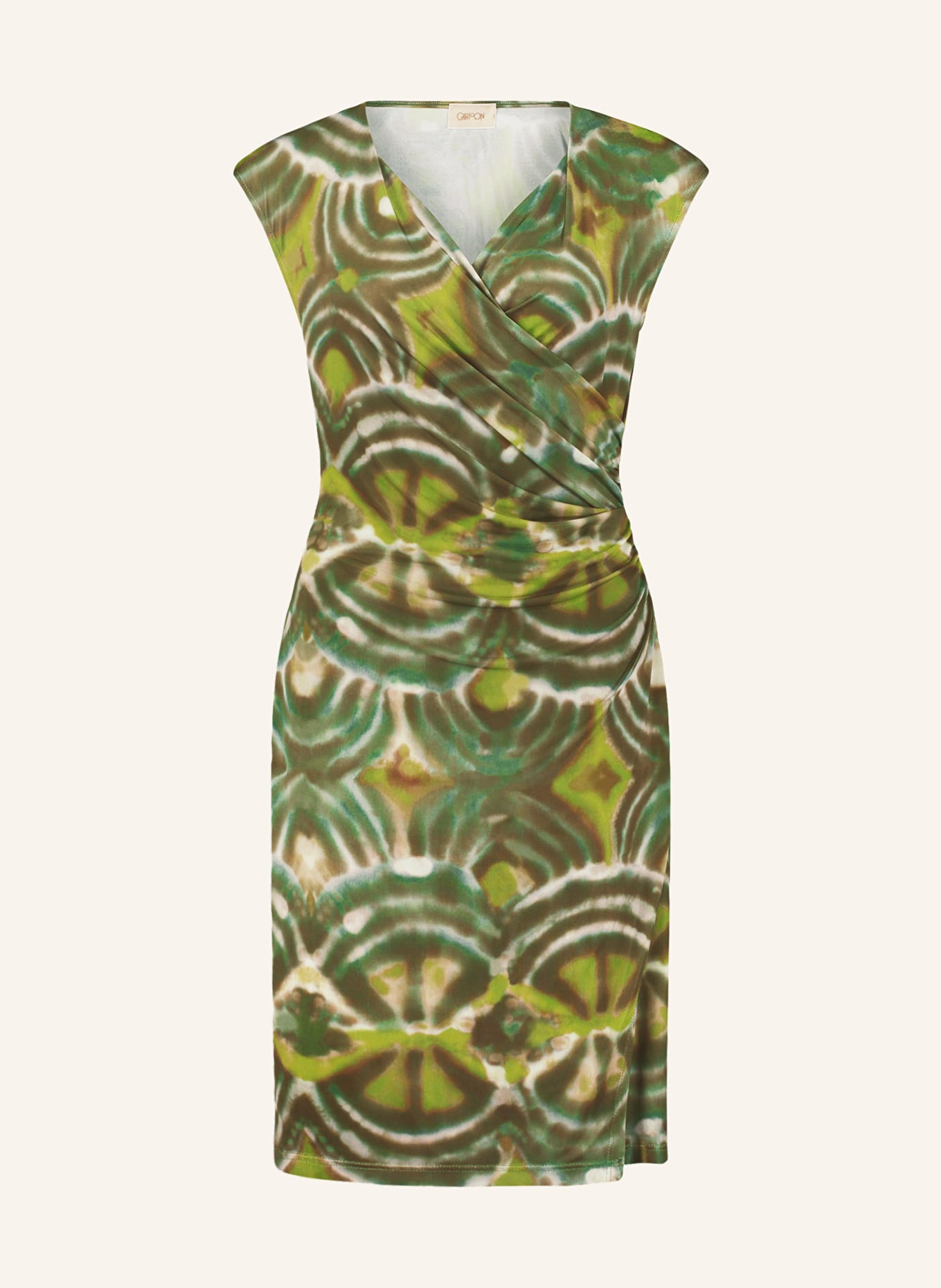 CARTOON Dress in wrap look, Color: KHAKI/ GREEN (Image 1)