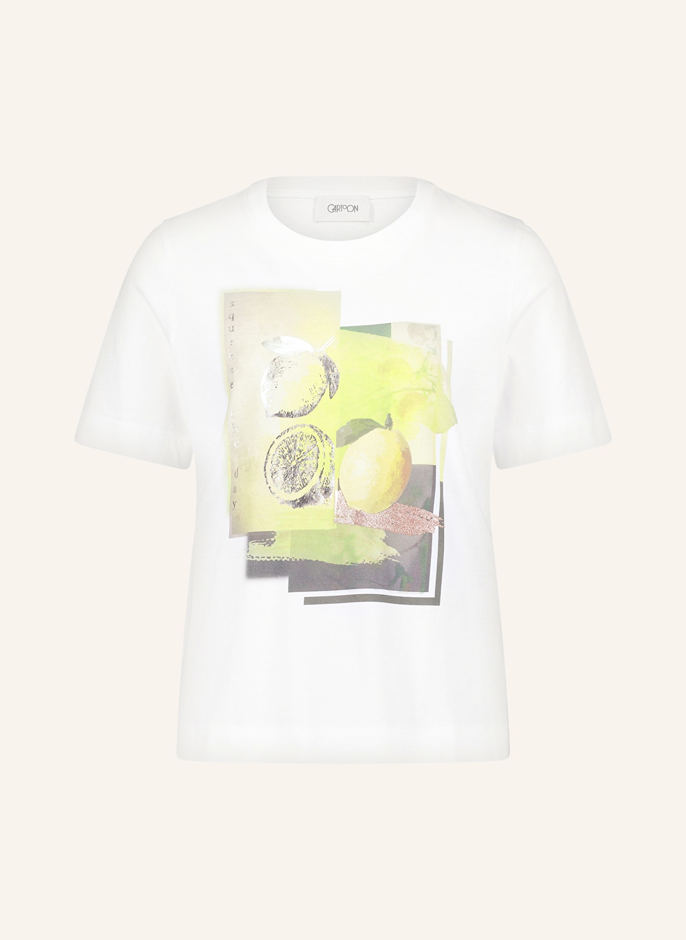 CARTOON T-shirt, Color: CREAM/ GREEN (Image 1)