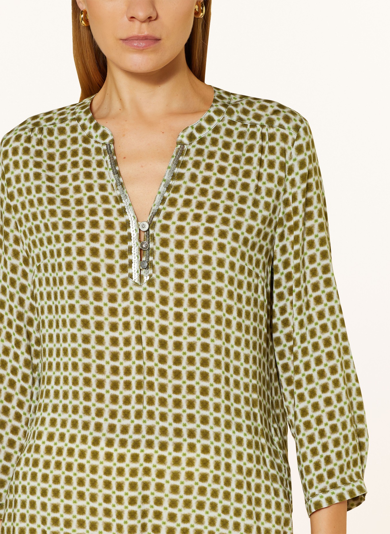 CARTOON Shirt blouse with 3/4 sleeves, Color: GRAY/ GREEN/ DARK GREEN (Image 4)