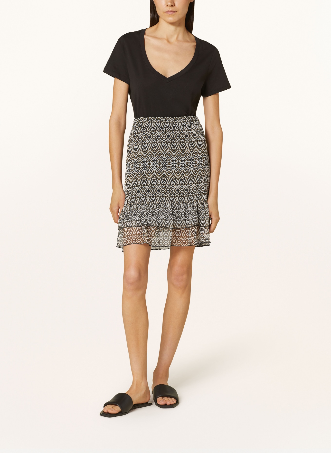 CARTOON Skirt with ruffles, Color: BLACK/ KHAKI (Image 2)