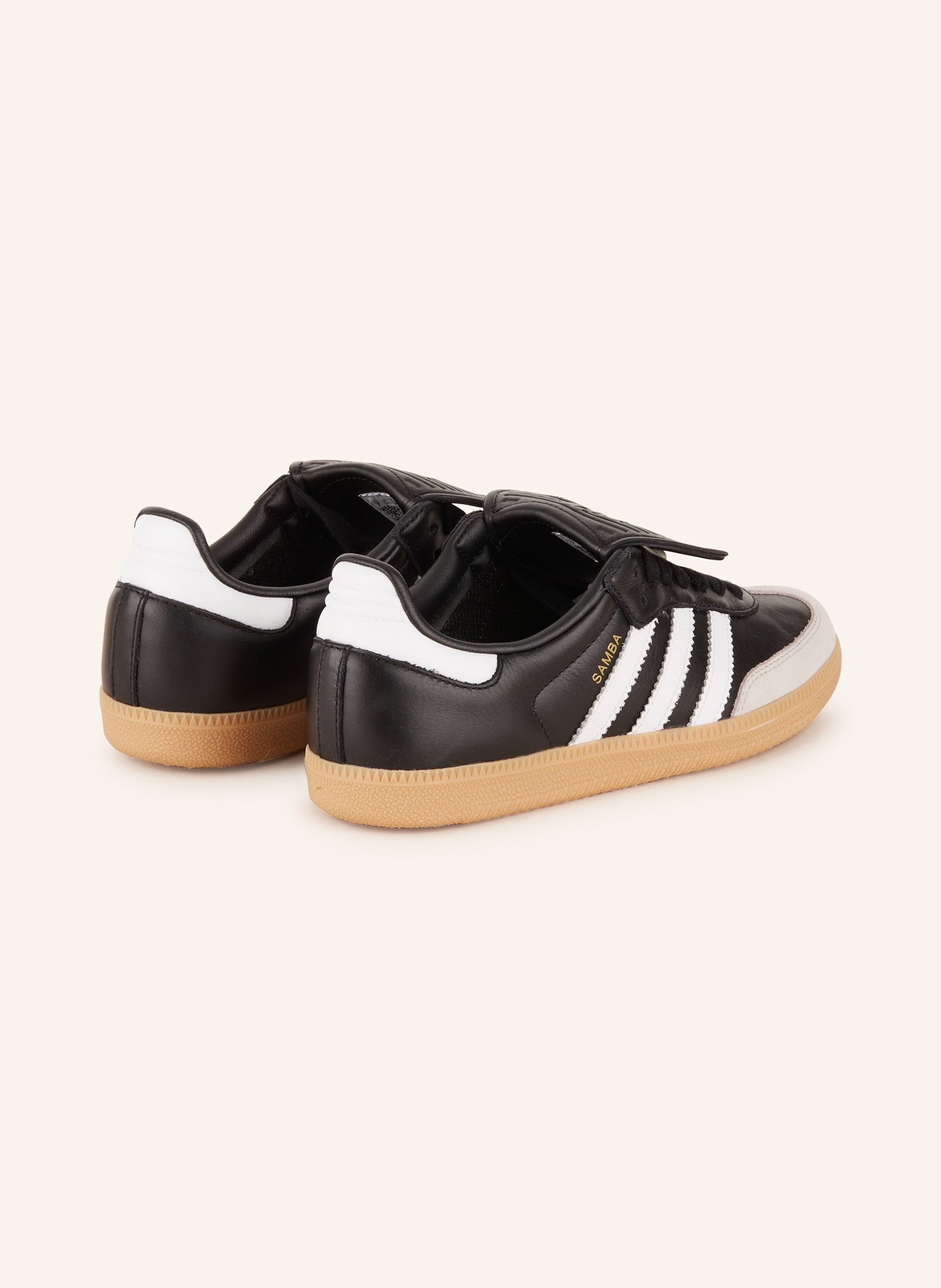 Adidas samba trainers - black leather/white/gum sole top