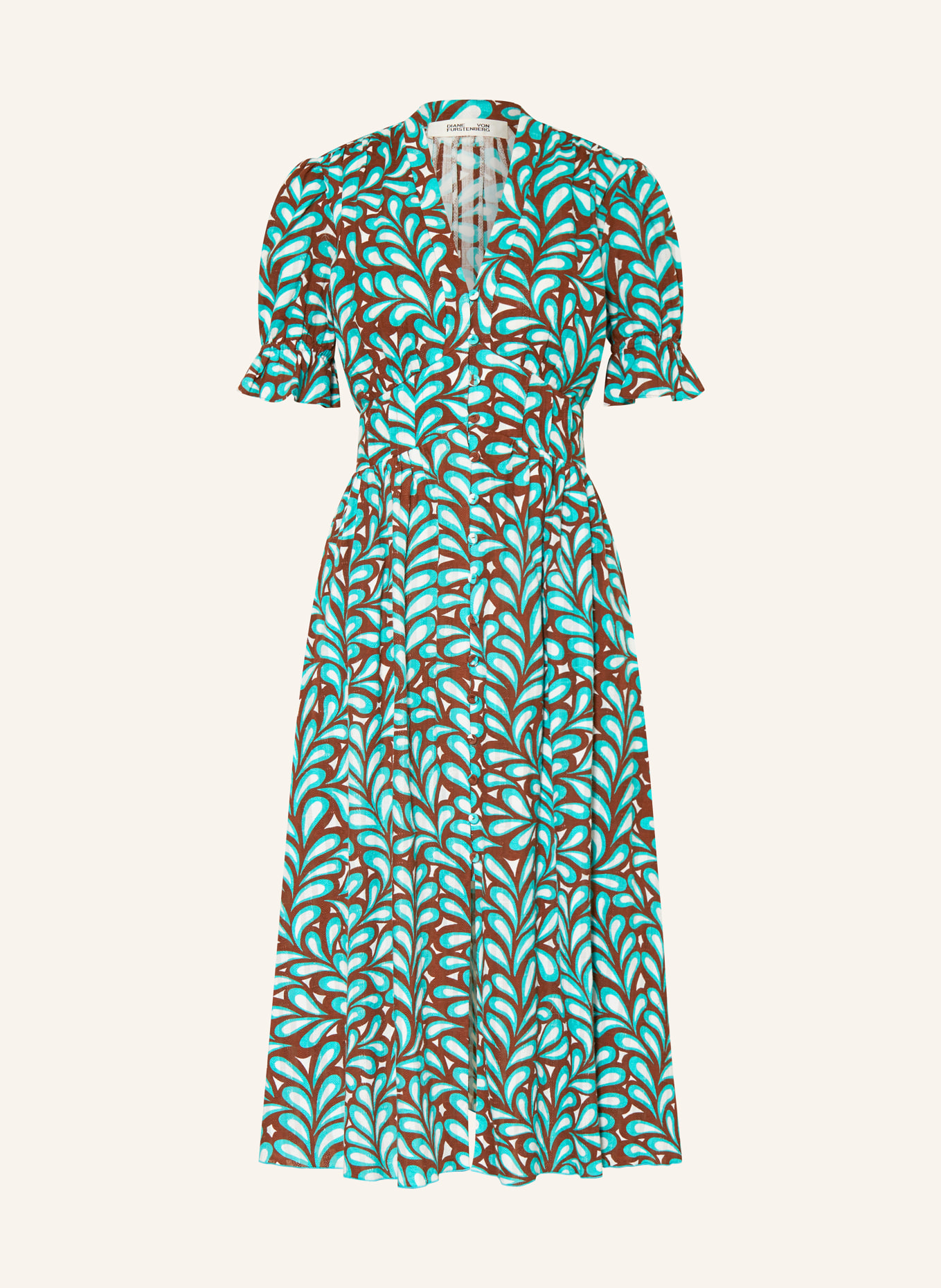 DIANE VON FURSTENBERG Dress ERICA, Color: BROWN/ TURQUOISE/ WHITE (Image 1)