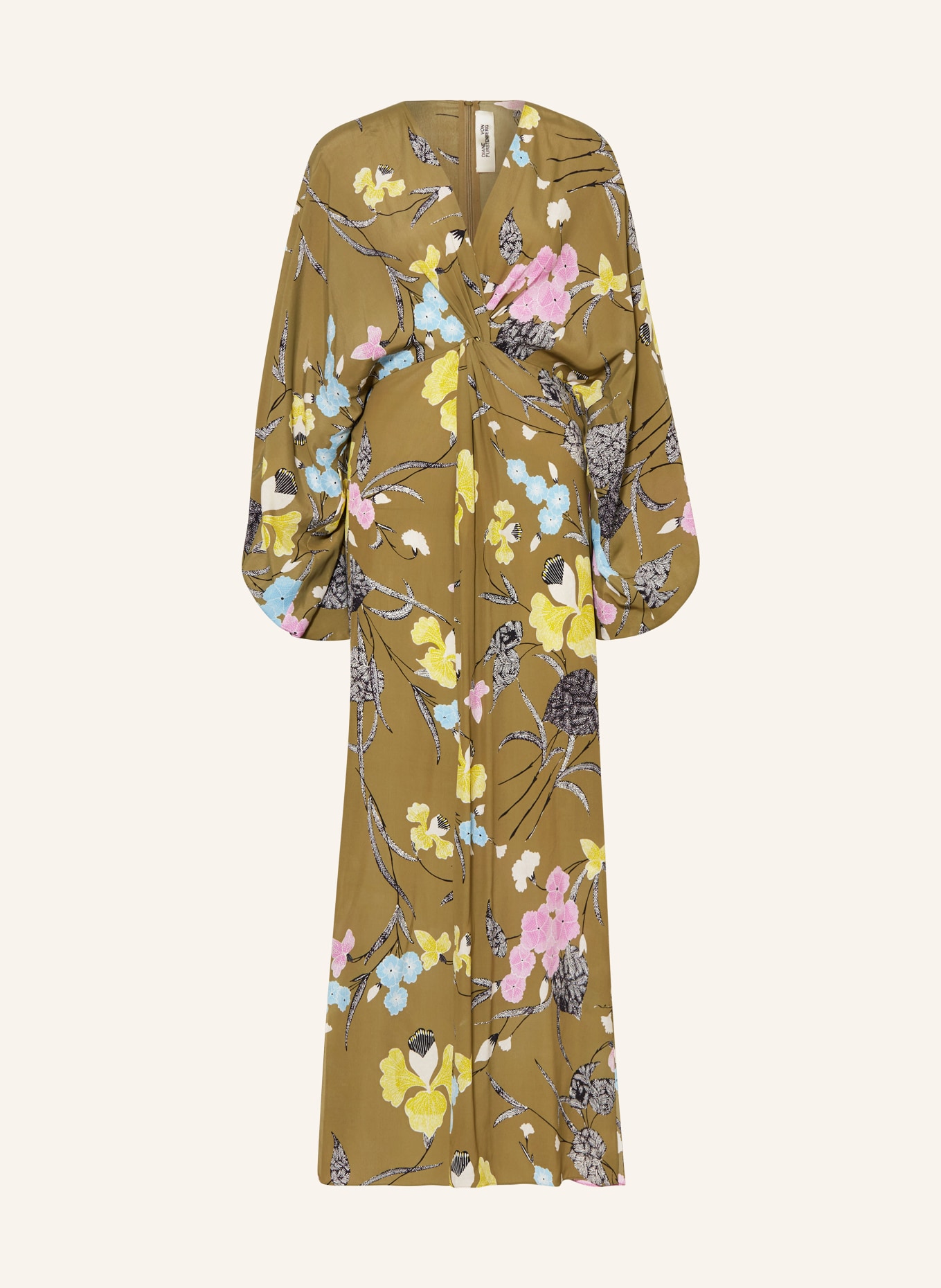 DIANE VON FURSTENBERG Dress KASON with silk, Color: KHAKI/ LIGHT PURPLE/ YELLOW (Image 1)