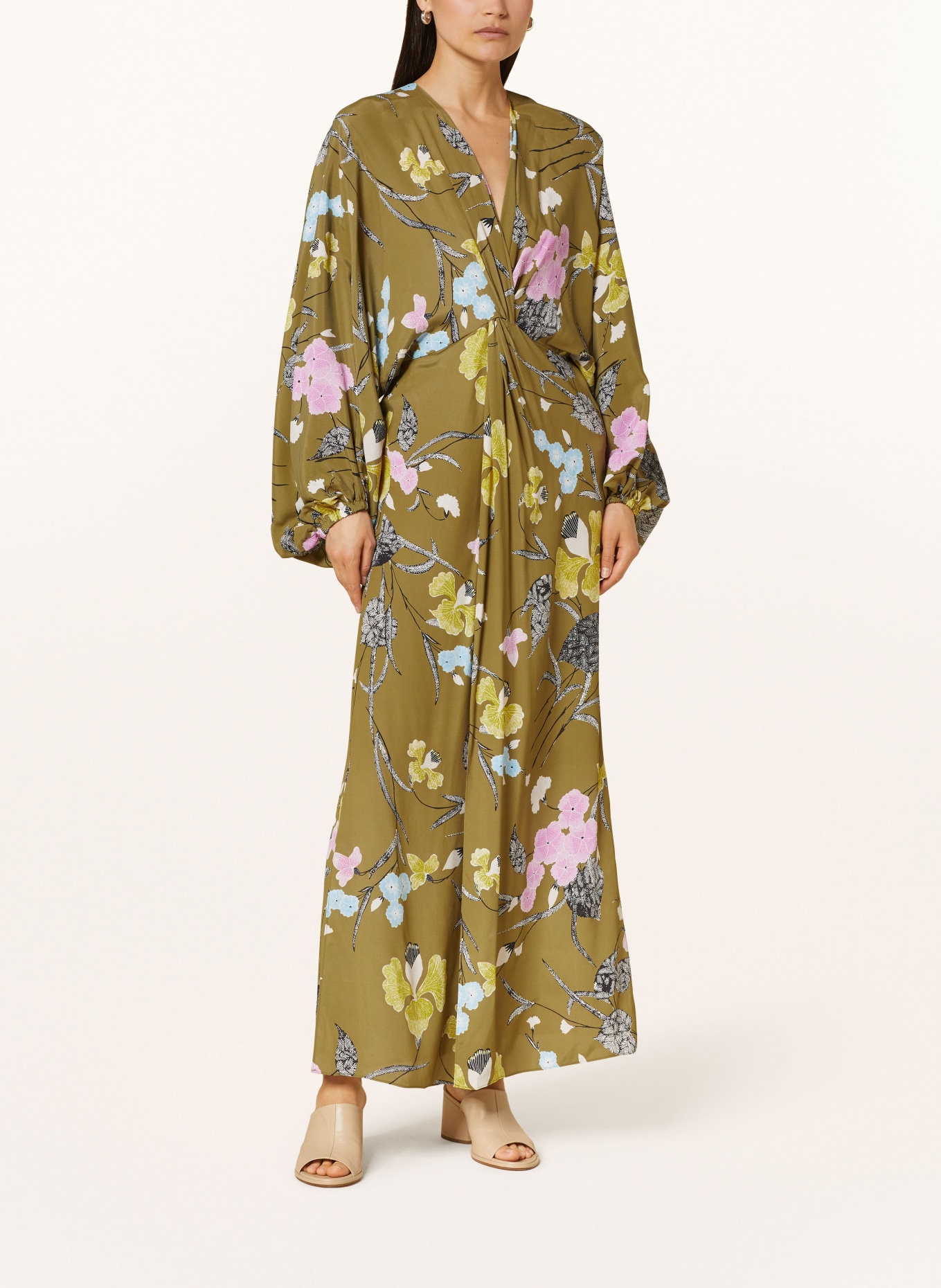 DIANE VON FURSTENBERG Dress KASON with silk, Color: KHAKI/ LIGHT PURPLE/ YELLOW (Image 2)