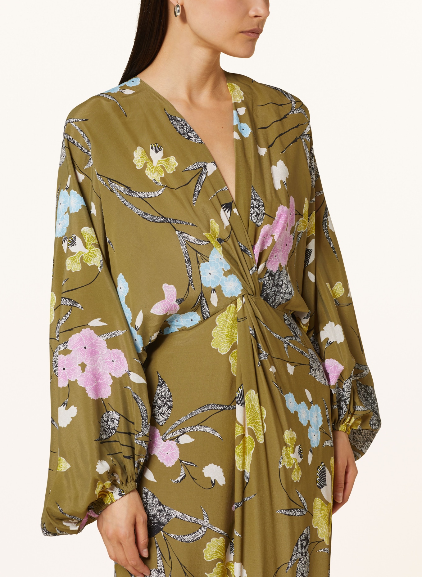 DIANE VON FURSTENBERG Dress KASON with silk, Color: KHAKI/ LIGHT PURPLE/ YELLOW (Image 4)
