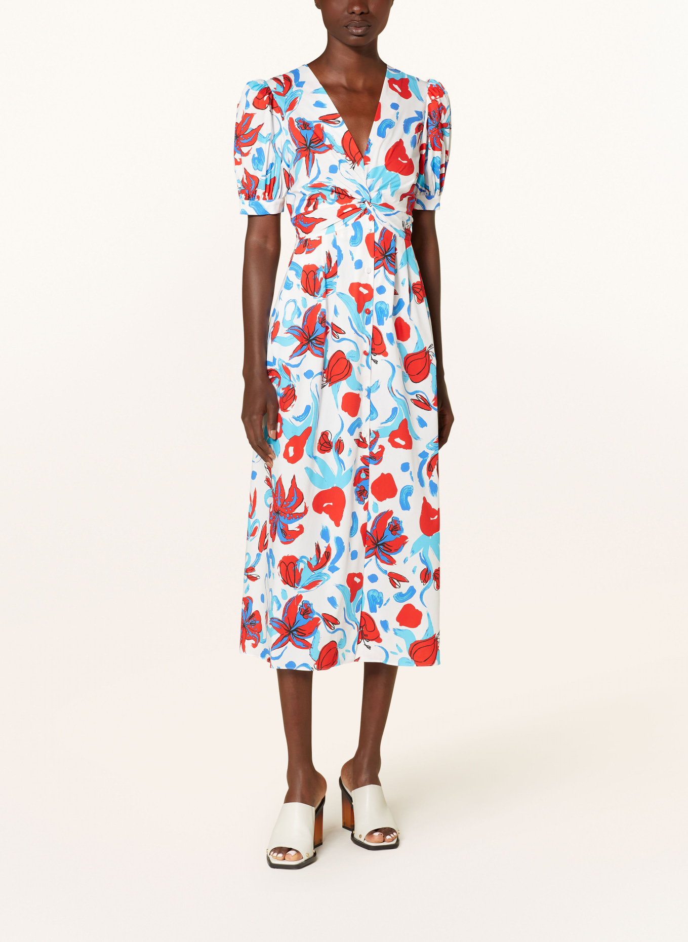DIANE VON FURSTENBERG Šaty HEATHER: BÍLÁ/ ČERVENÁ/ TYRKYSOVÁ