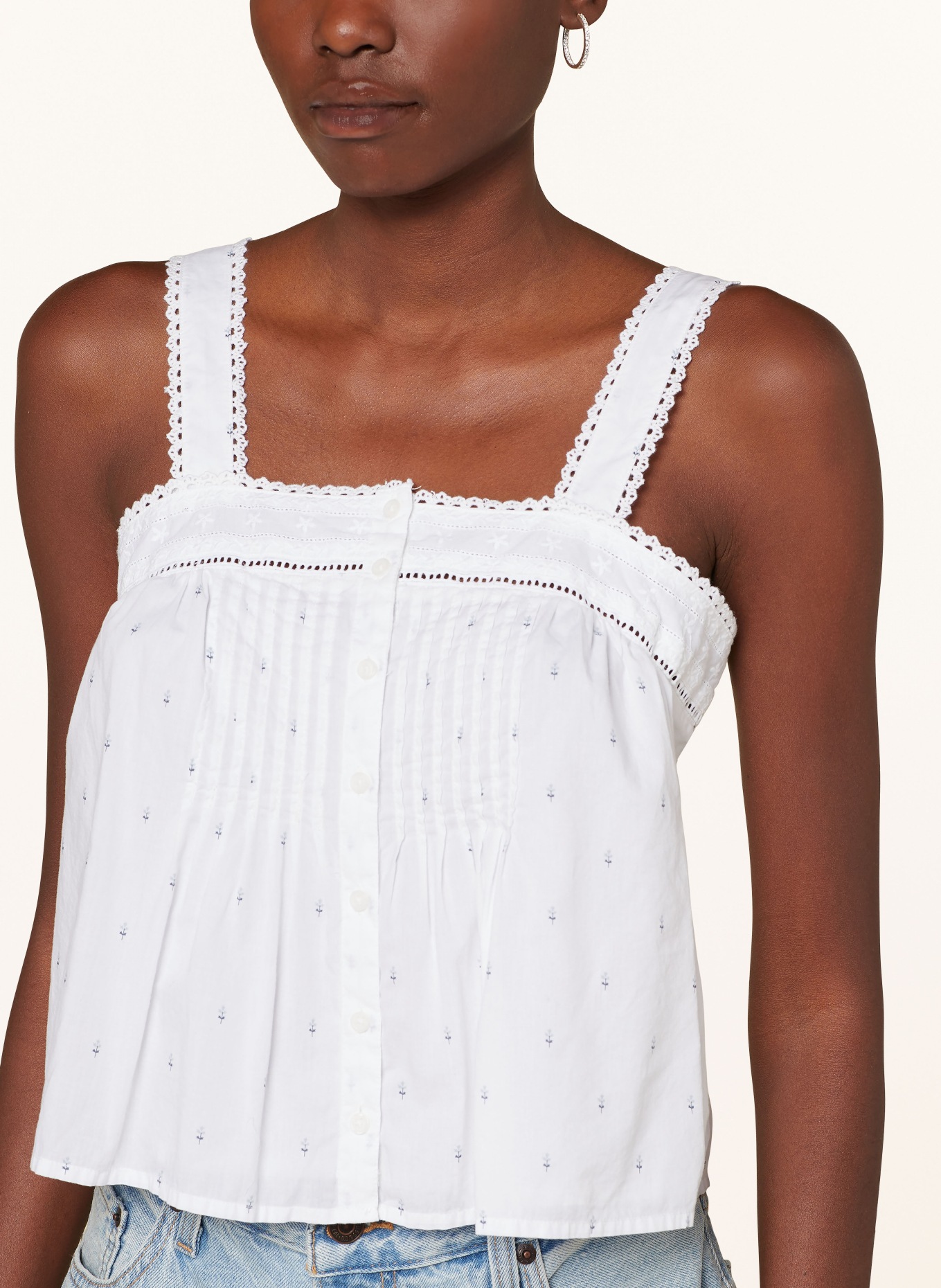 Levi's® Top ANABELLE with lace, Color: WHITE/ BLUE/ LIGHT GRAY (Image 4)