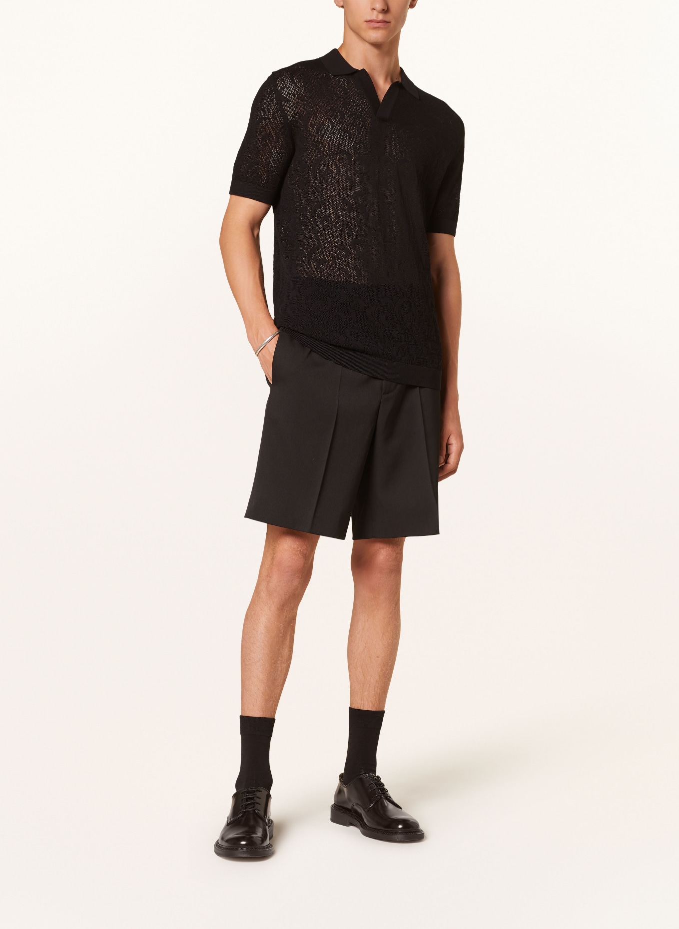 DRYKORN Lace polo shirt BRAIAN, Color: BLACK (Image 2)