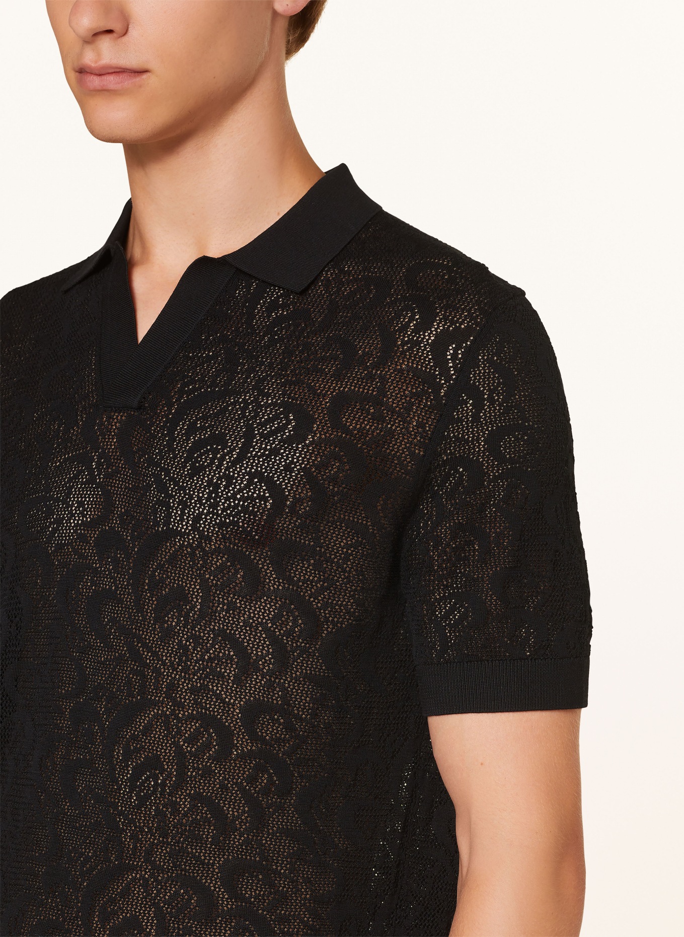 DRYKORN Lace polo shirt BRAIAN, Color: BLACK (Image 4)