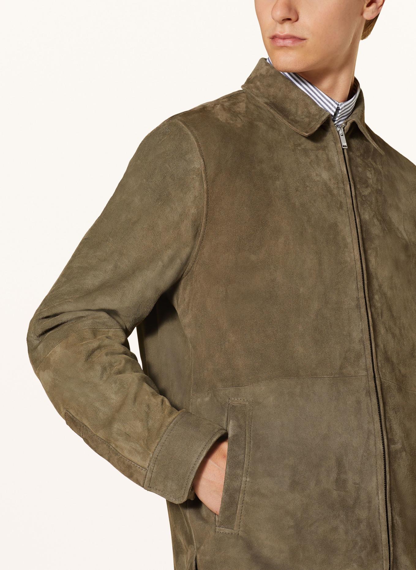 DRYKORN Leather jacket SENELO, Color: KHAKI (Image 4)