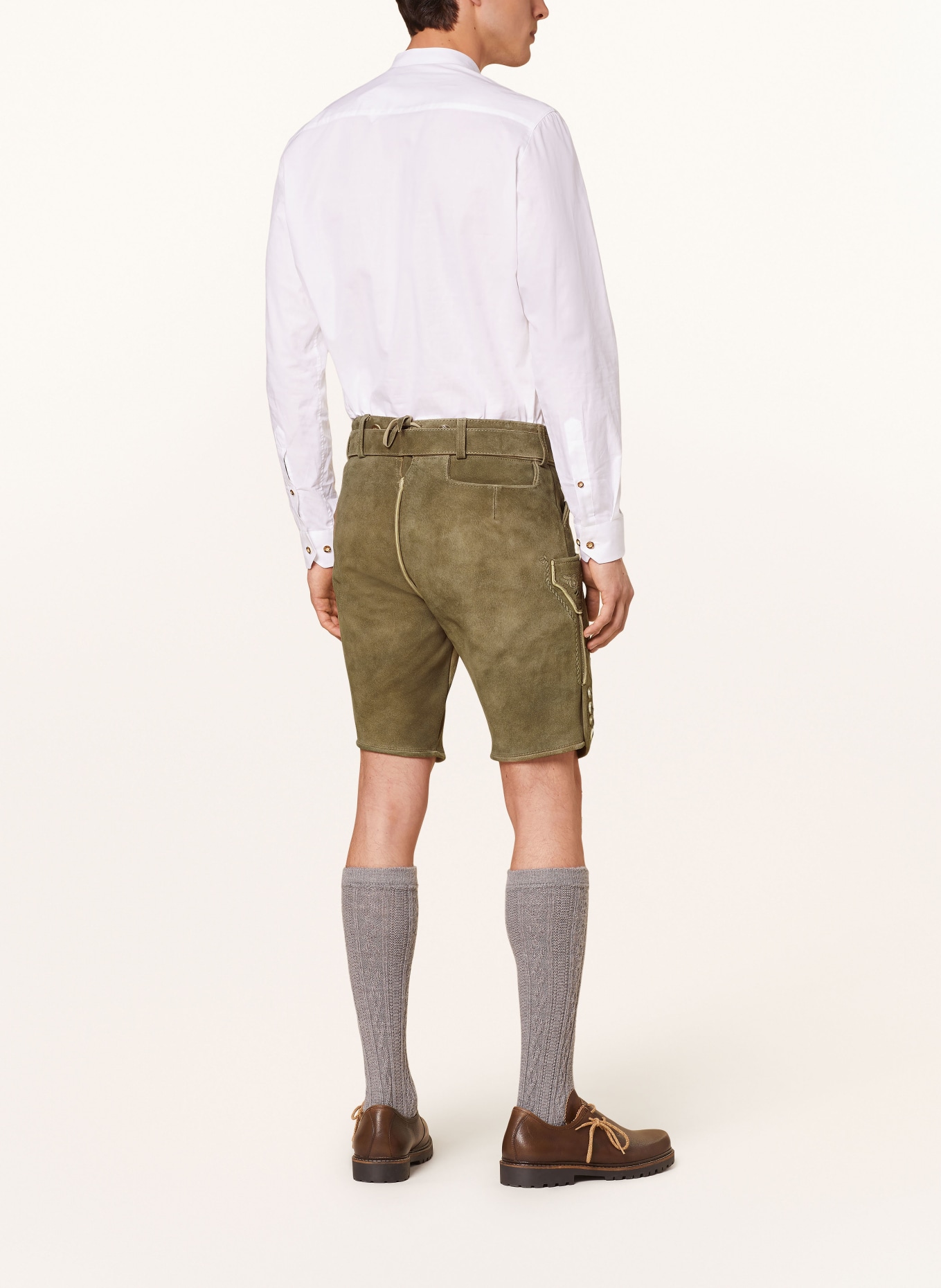 HIRSCHER Spodnie skórzane w stylu ludowym PRIEN, Kolor: CIEMNOBRĄZOWY (Obrazek 3)
