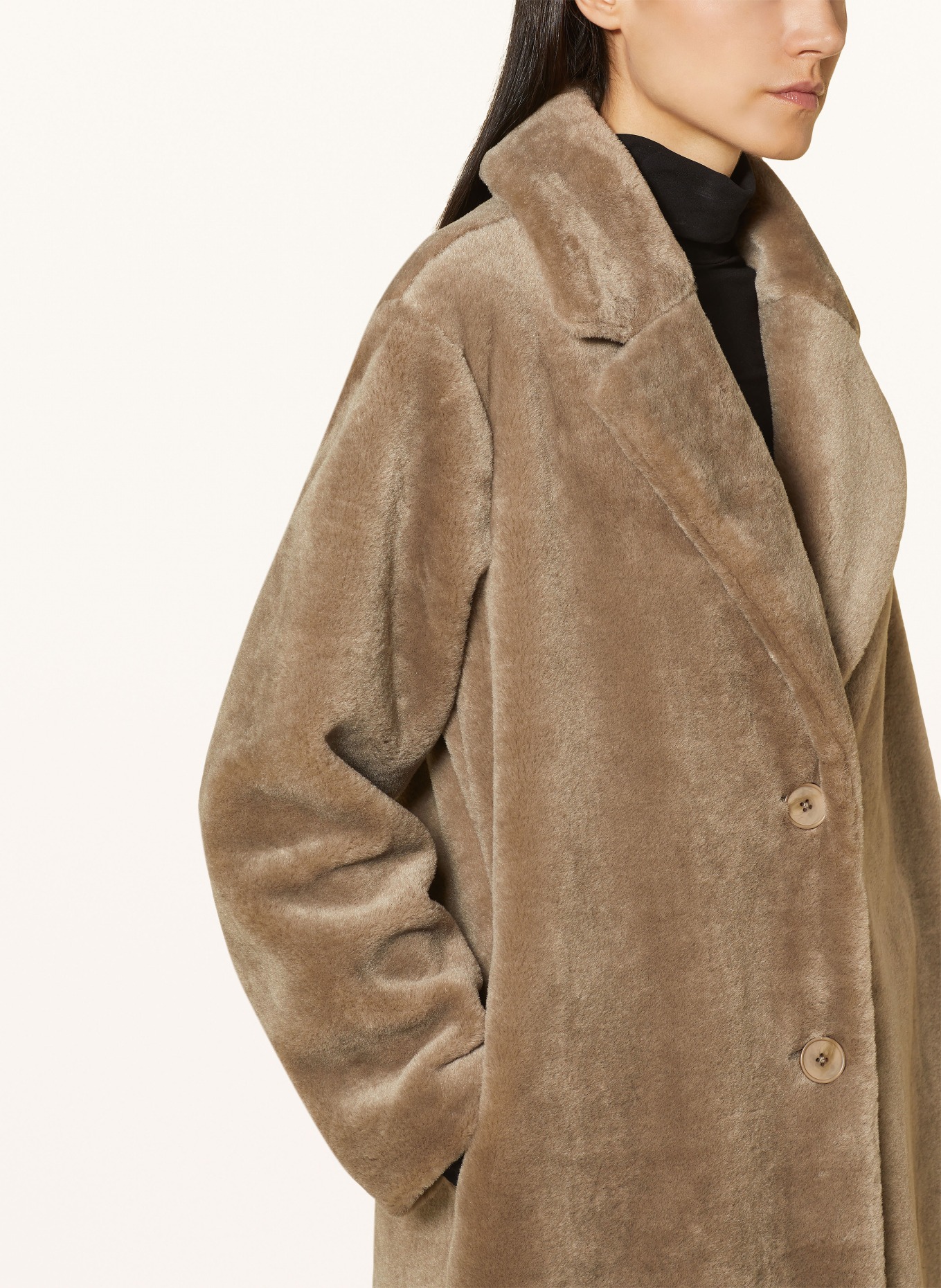 darling harbour Kunstfell-Mantel: TAUPE