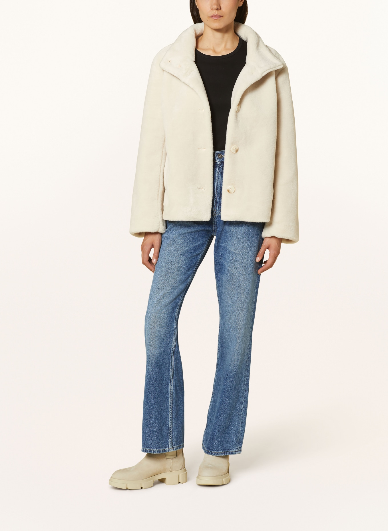 darling harbour Faux fur jacket, Color: CREAM (Image 2)