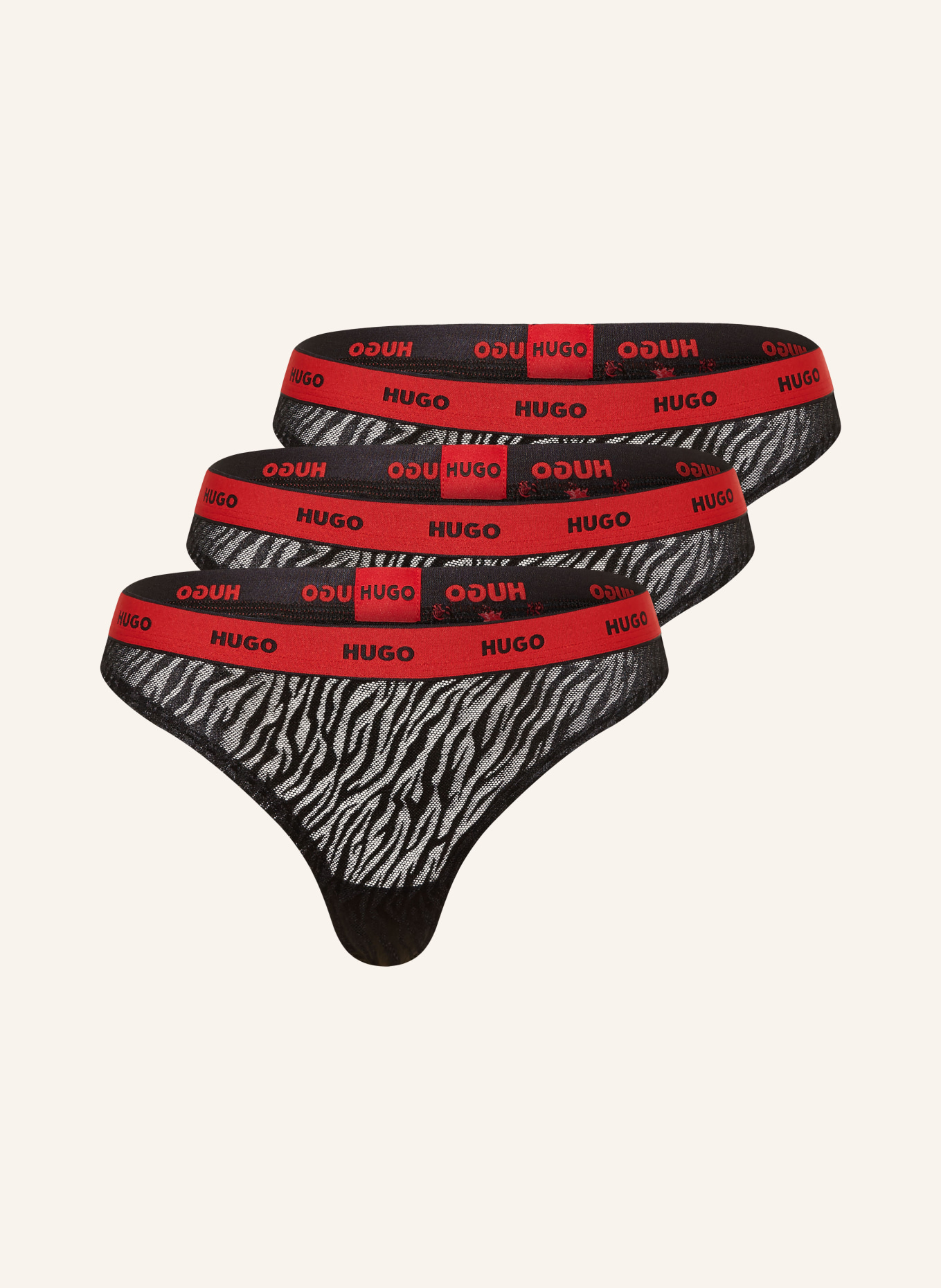 HUGO 3-pack thongs, Color: BLACK/ RED (Image 1)