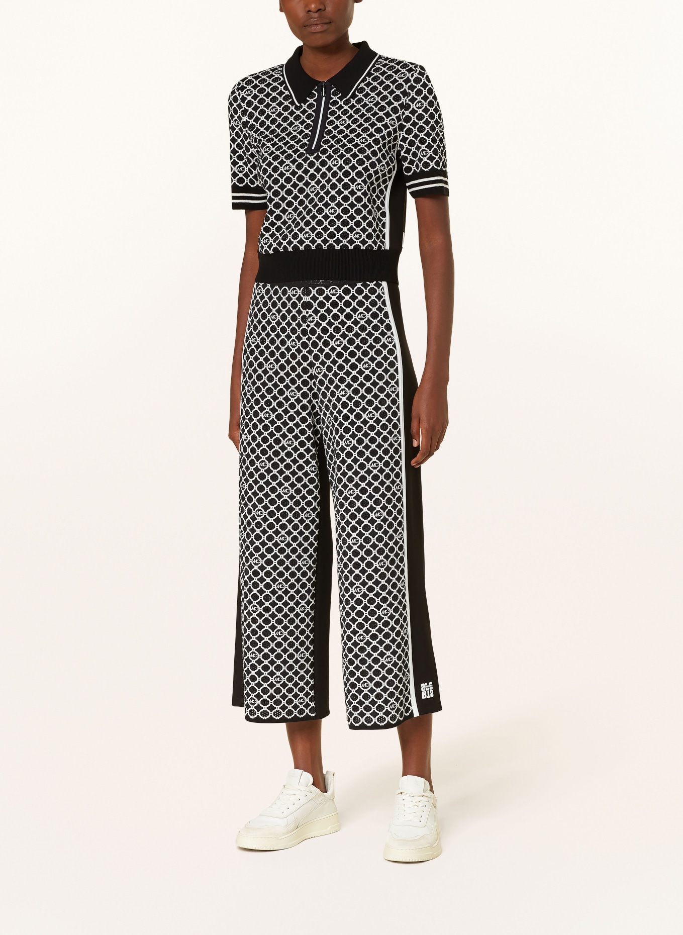 MARC CAIN Culottes in mixed materials: 910 black and white