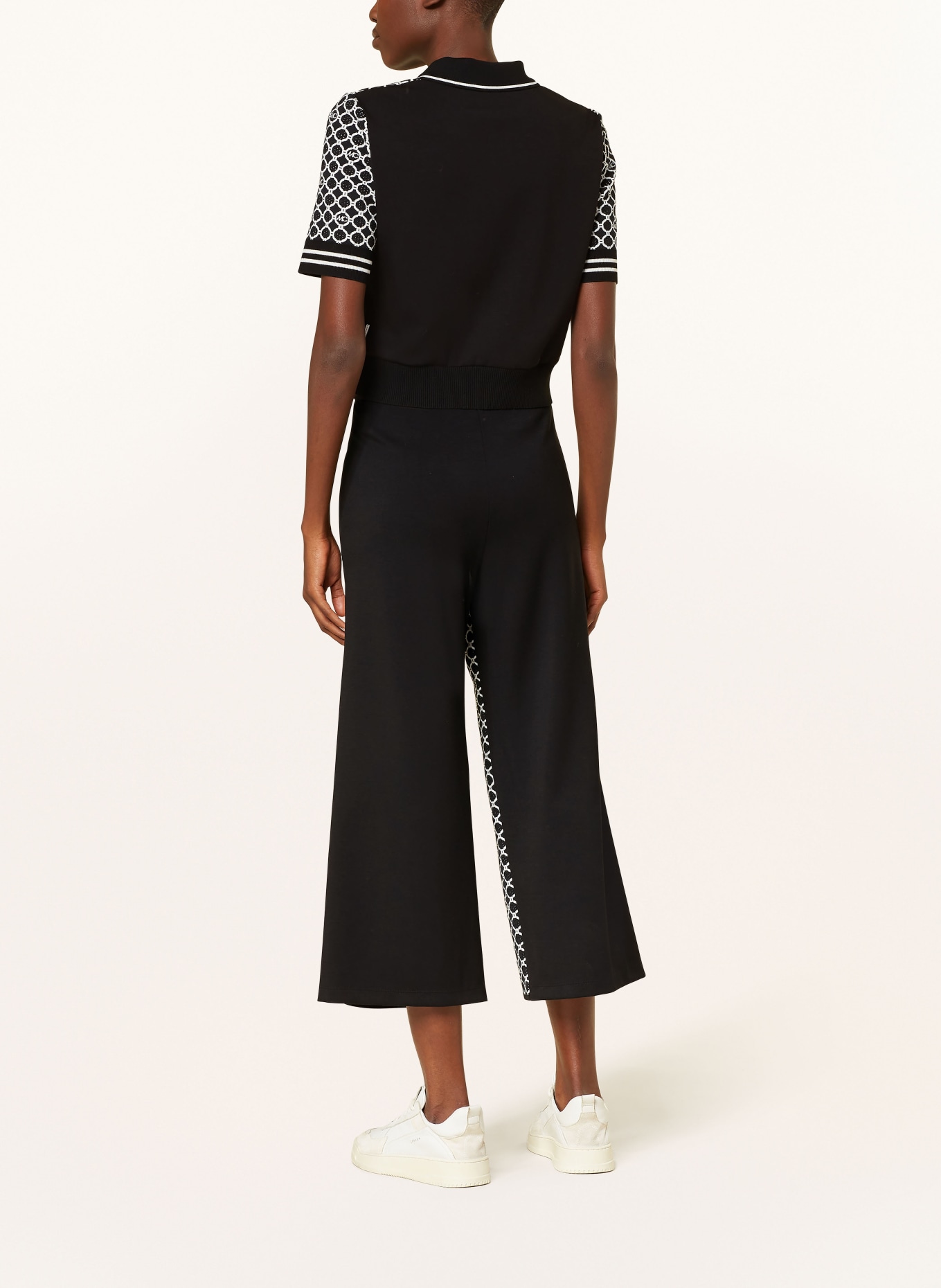 MARC CAIN Culottes in mixed materials: 910 black and white