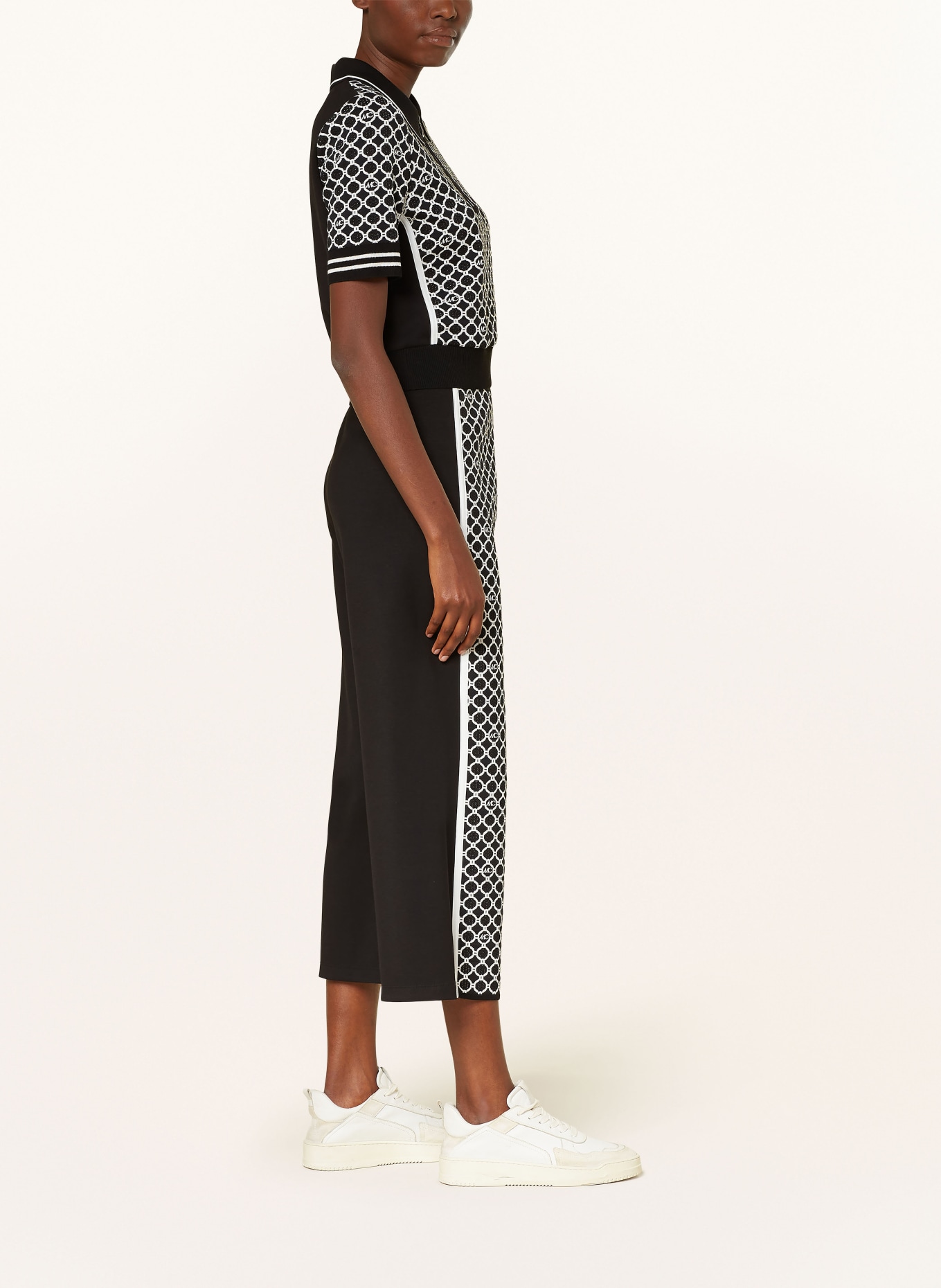 MARC CAIN Culottes in mixed materials: 910 black and white