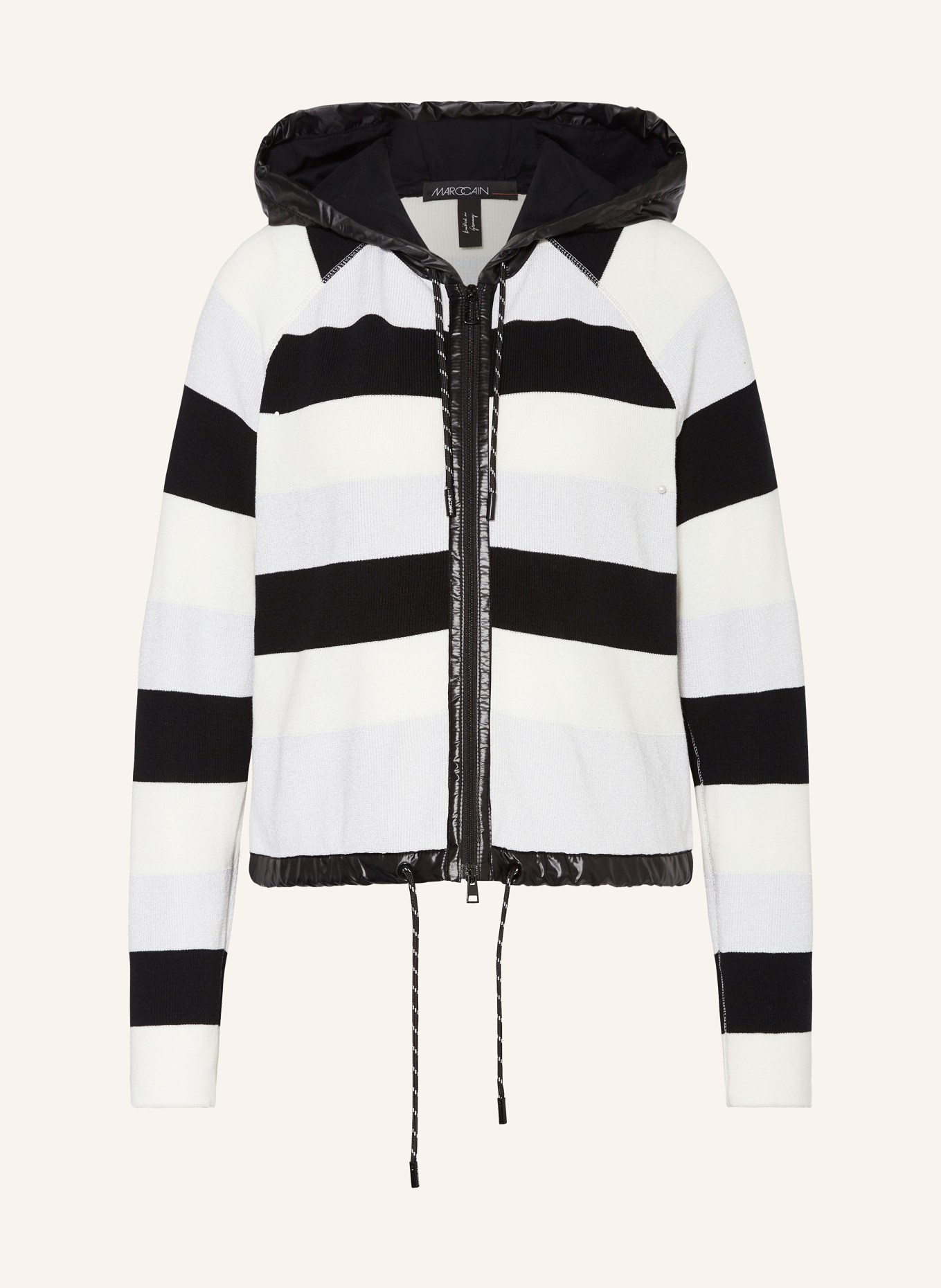 MARC CAIN Strickjacke mit Glitzergarn: 910 black and white