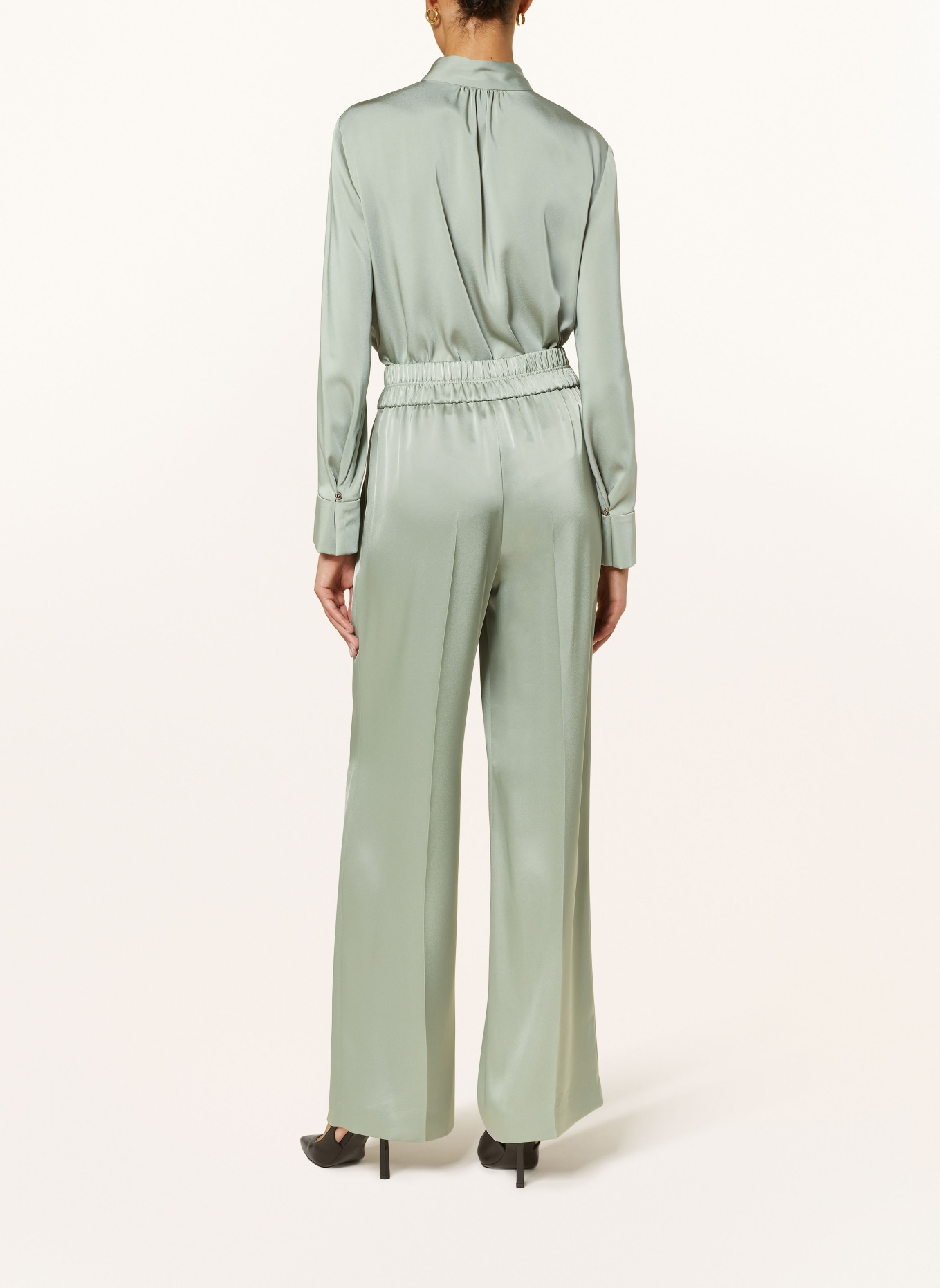 MARC CAIN Wide leg trousers in satin, Color: 503 frozen sage (Image 3)