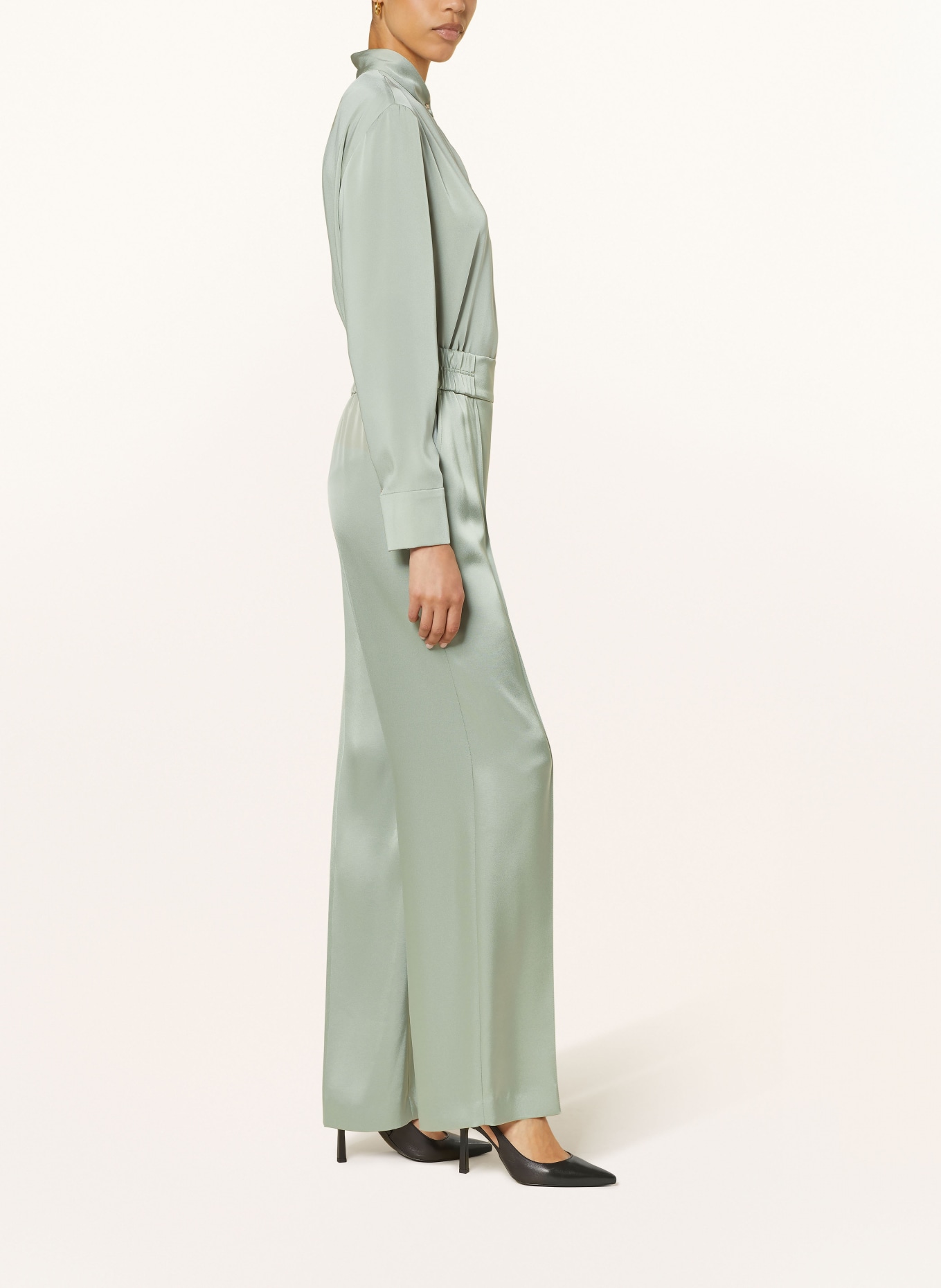 MARC CAIN Wide leg trousers in satin, Color: 503 frozen sage (Image 4)