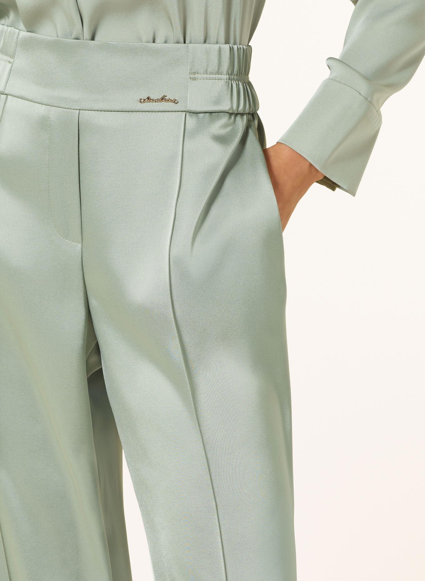 MARC CAIN Wide leg trousers in satin, Color: 503 frozen sage (Image 5)