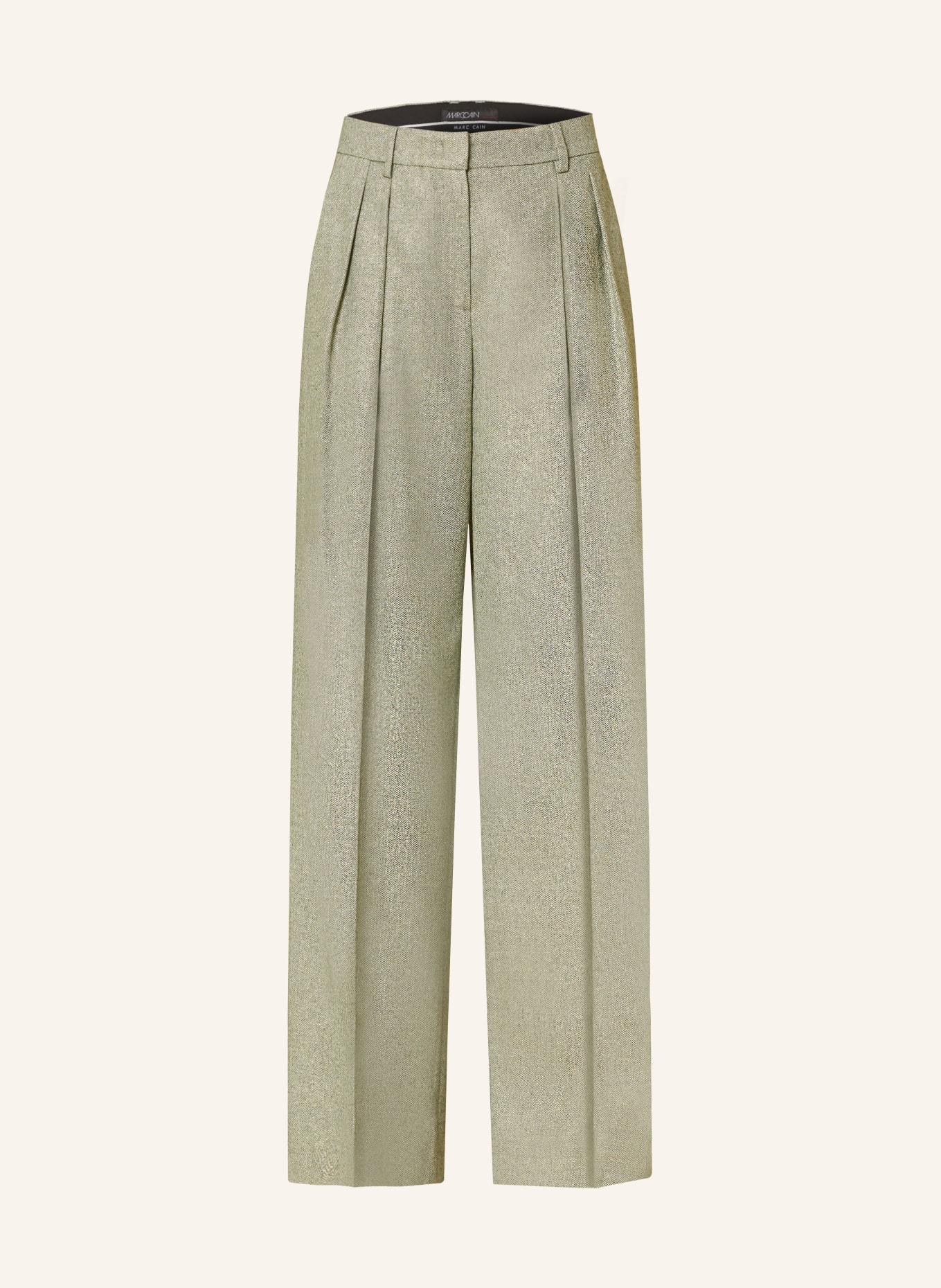 MARC CAIN Wide leg trousers with glitter thread, Color: LIGHT GREEN (Image 1)