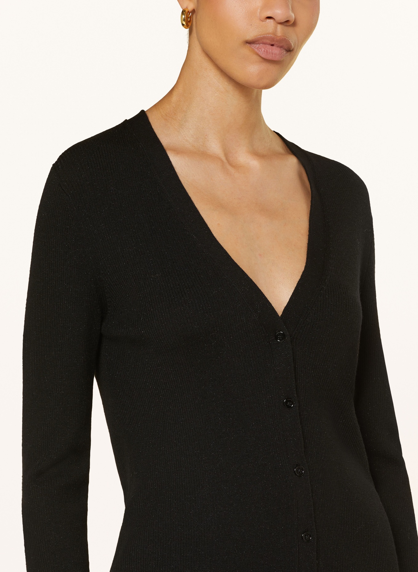 MARC CAIN Cardigan with glitter thread: 900 BLACK