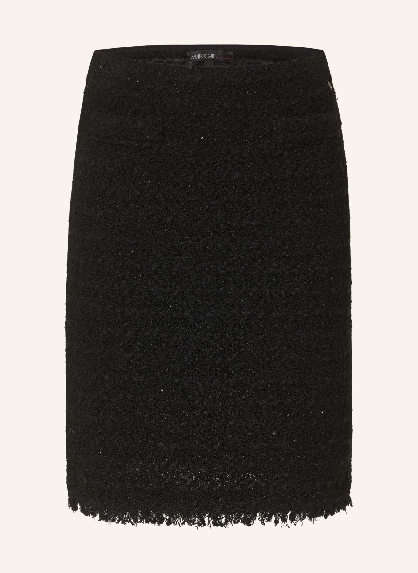 MARC CAIN Bouclé skirt with sequins, Color: BLACK (Image 1)