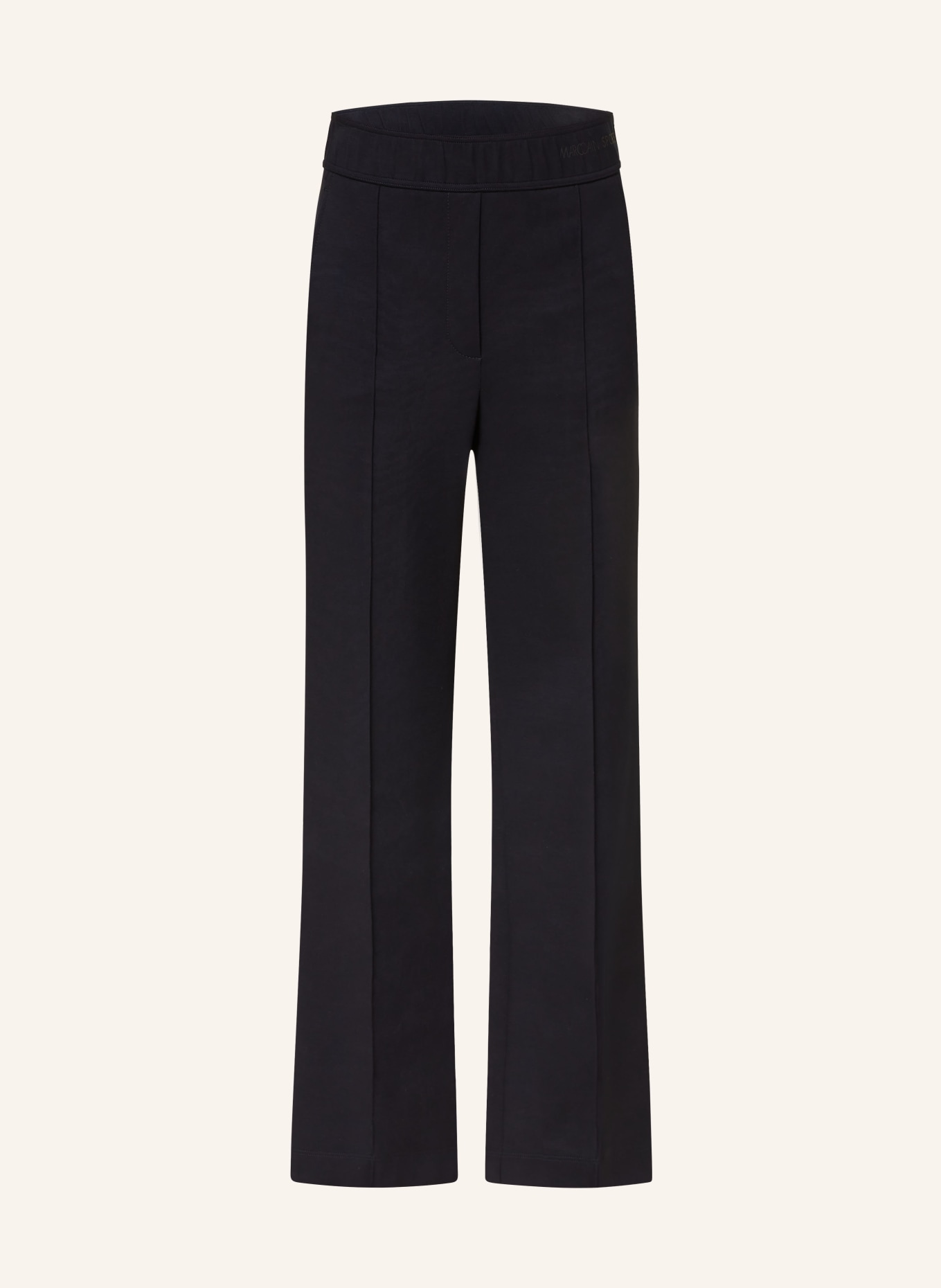 MARC CAIN Wide leg trousers made of jersey, Color: 395 MIDNIGHT BLUE (Image 1)