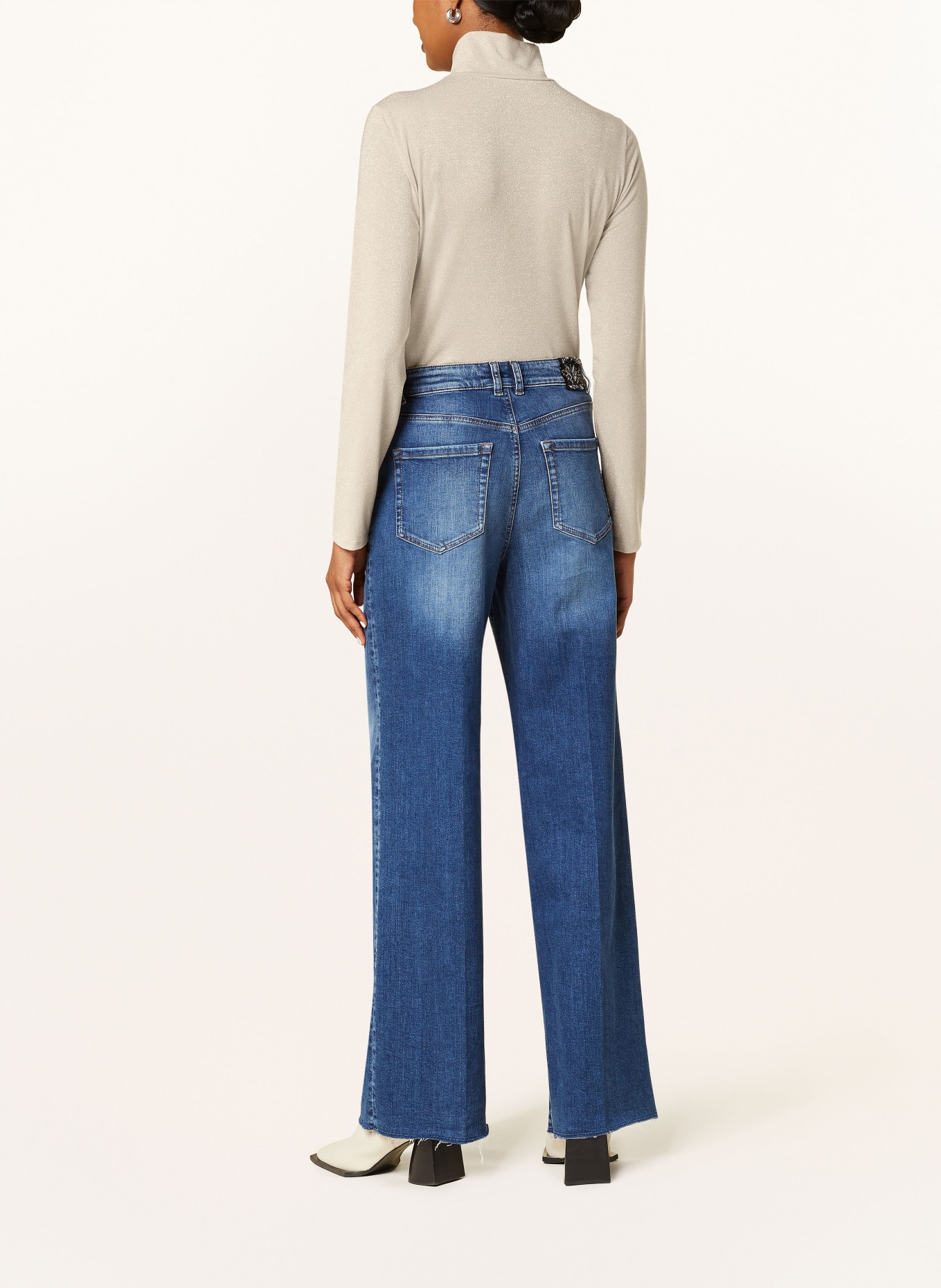 MARC CAIN Long sleeve shirt with glitter thread: 182 smoke