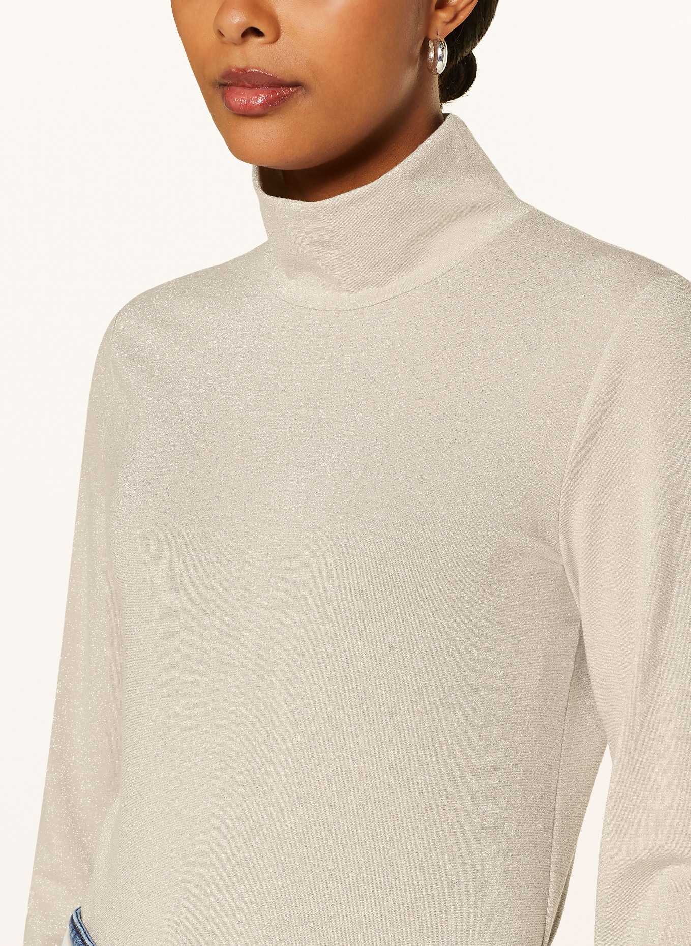 MARC CAIN Long sleeve shirt with glitter thread: 182 smoke