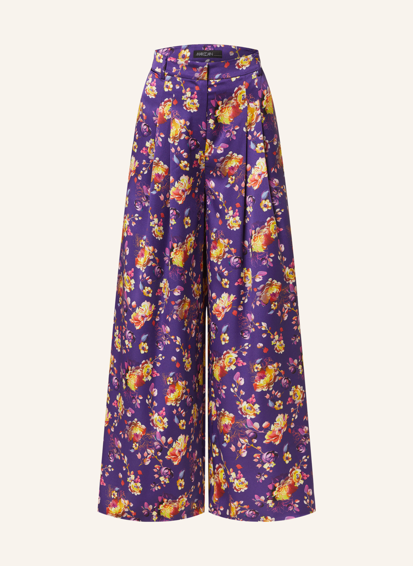 MARC CAIN Wide leg trousers in satin, Color: 748 deep purple (Image 1)