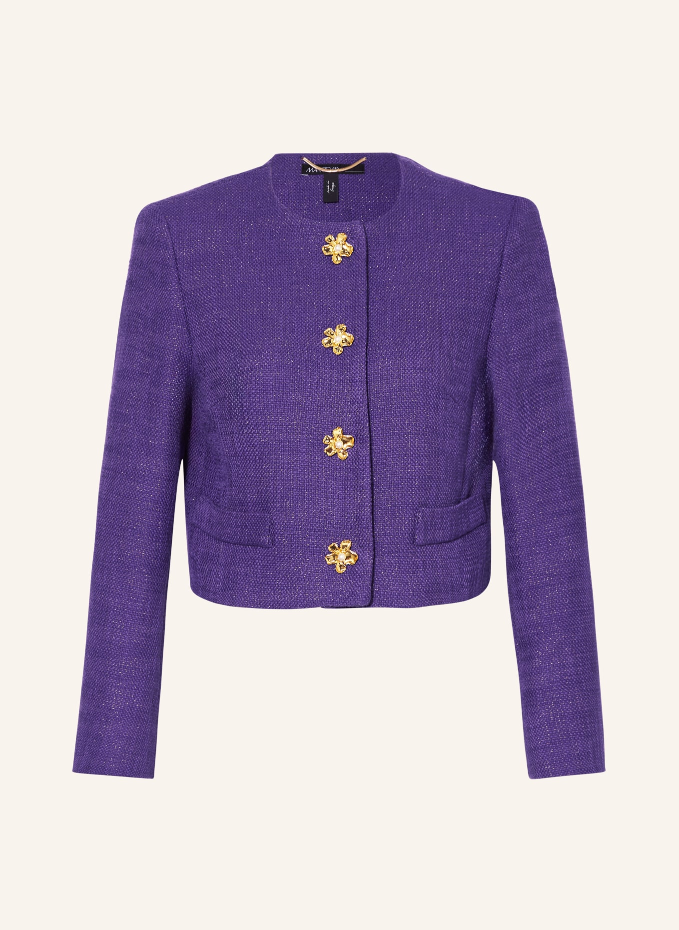 MARC CAIN Kastenjacke aus Tweed mit Glitzergarn, Farbe: 748 deep purple (Bild 1)